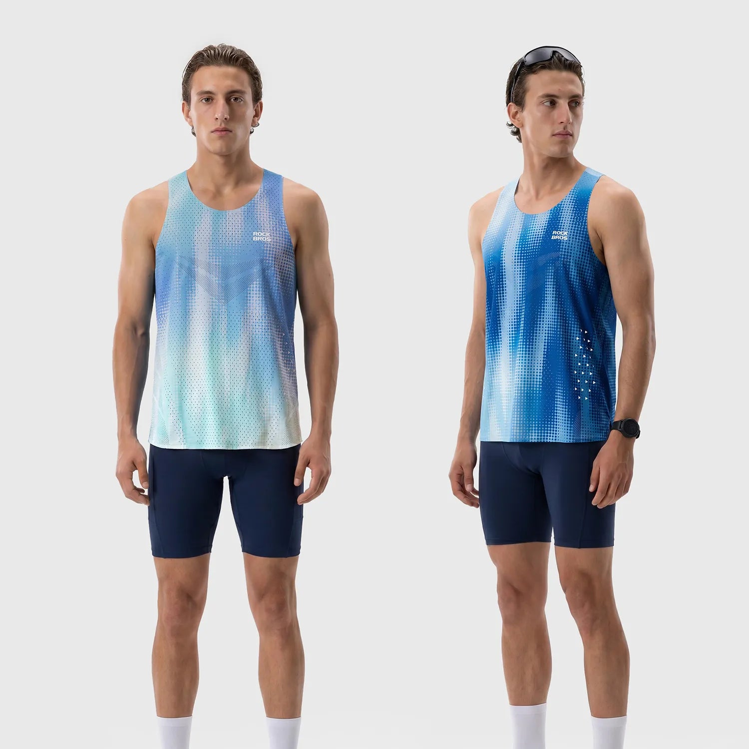 ROCKBROS men's lightweight running singlet in black, breathable quick-dry fabric for race training