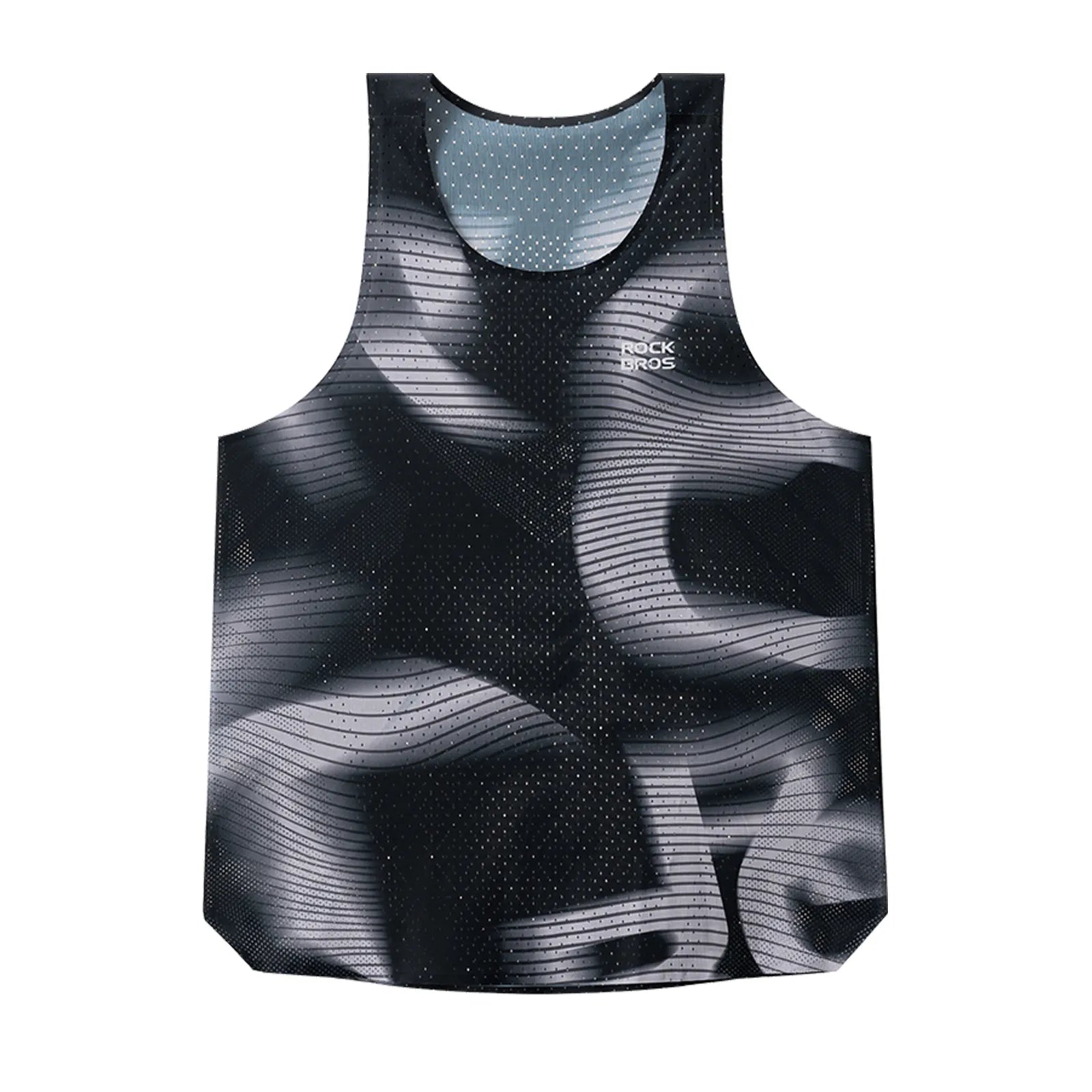 ROCKBROS men's lightweight running singlet in black, breathable quick-dry fabric for race training.
#color_grey