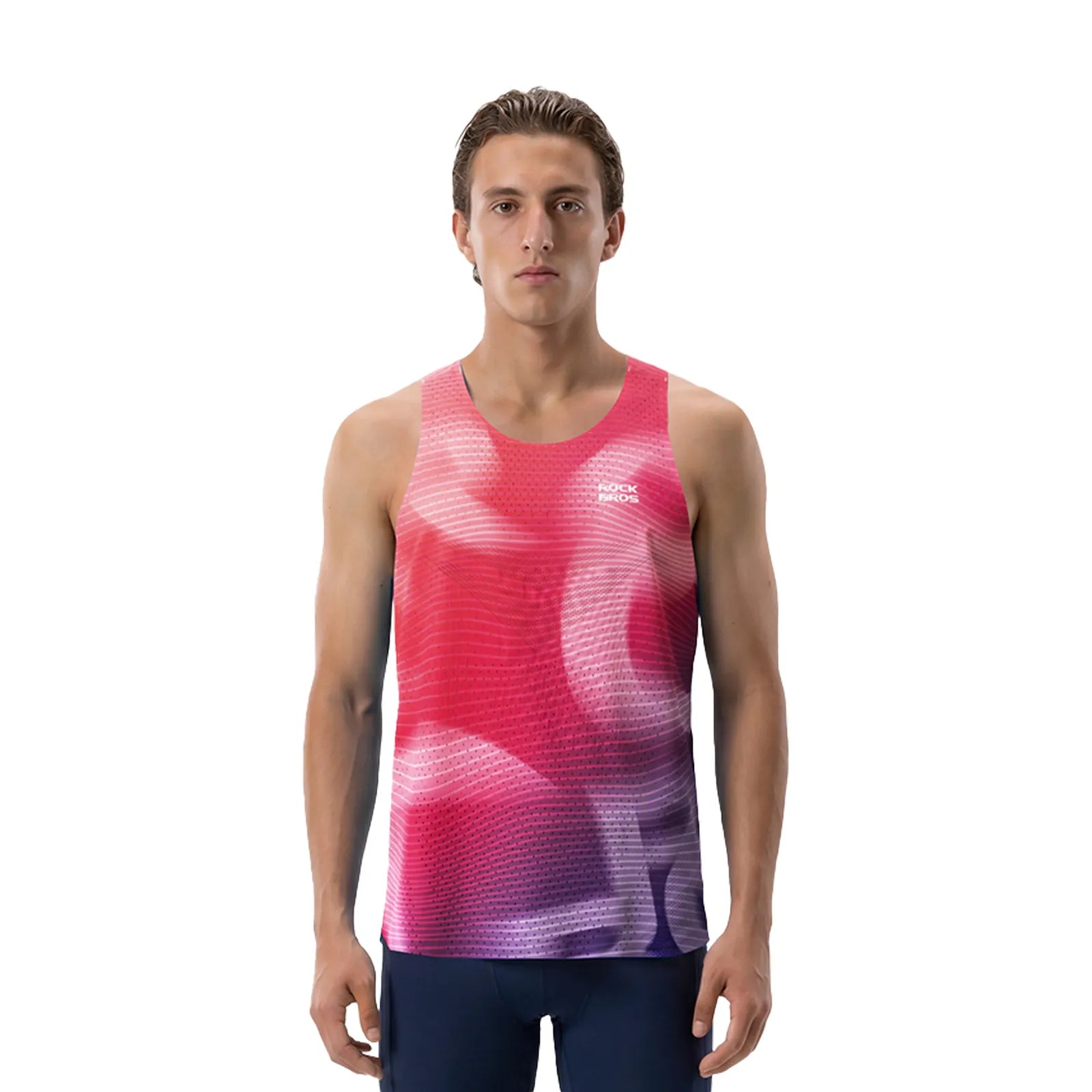 ROCKBROS men's lightweight running singlet in black, breathable quick-dry fabric for race training.
#color_purple
