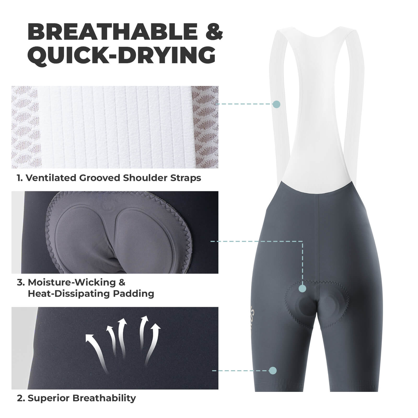 ROCKBROS men’s seamless summer cycling bib shorts with DOLOMITI WRIGHT pad.
#color_black