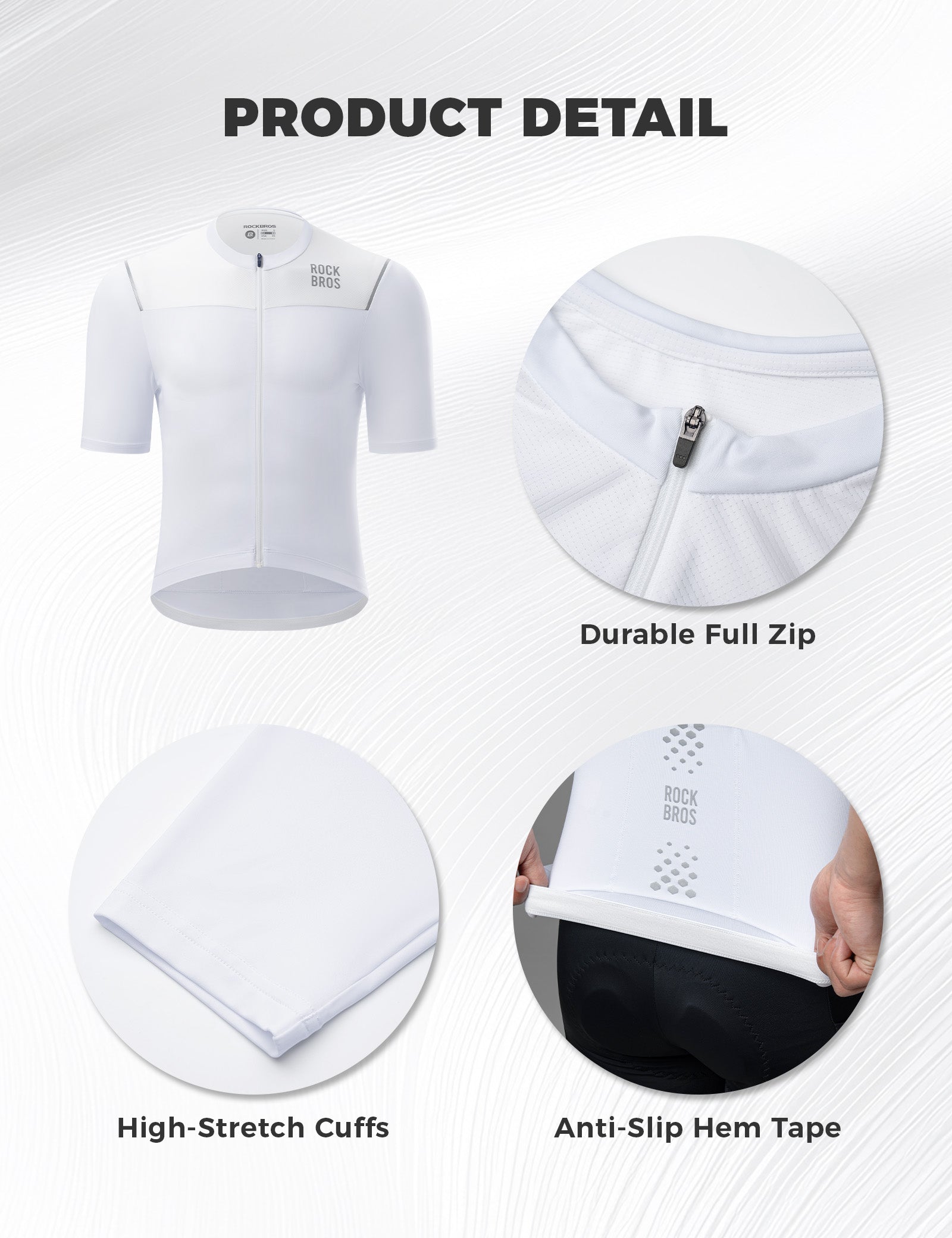 ROCKBROS Men's Short Sleeve Road Cycling Jersey in Front View - Moisture Wicking Athletic Bike Shirt