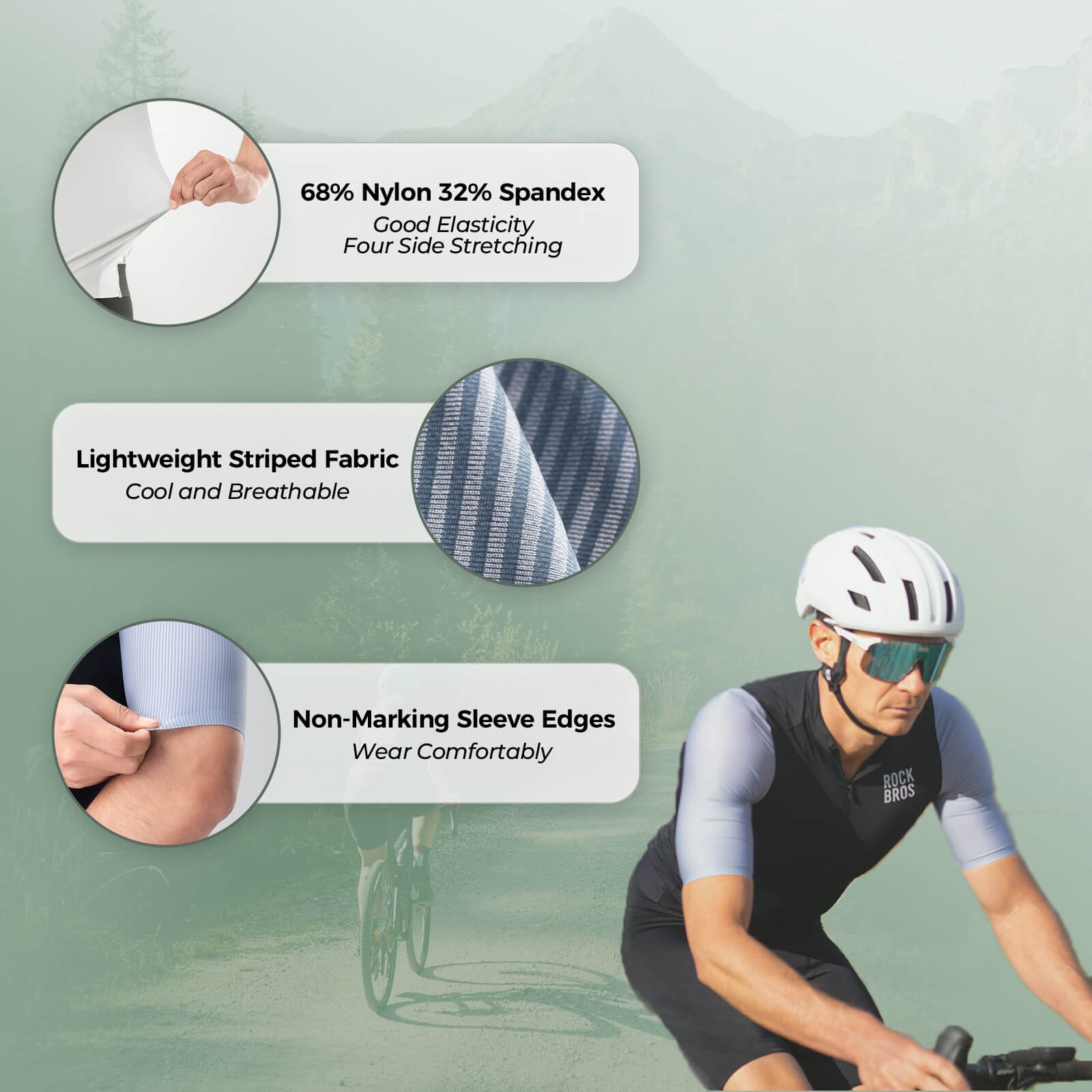 rockbros men’s lightweight breathable cycling jersey for summer rides.
#color_black