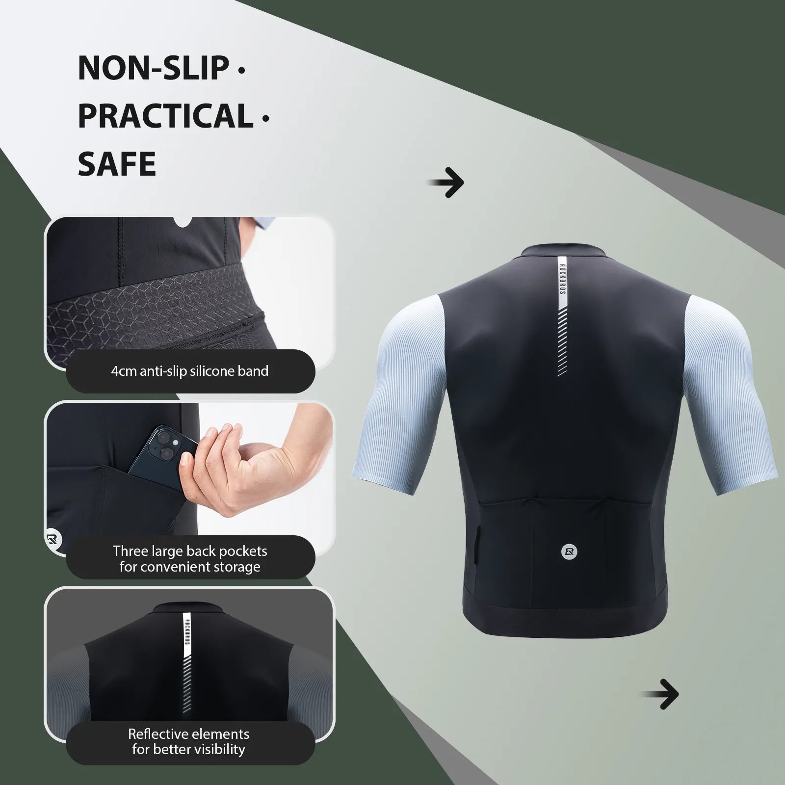 ROCKBROS Men's Summer Short Sleeve Cycling Jersey SwiftFlow European Fit - Front View