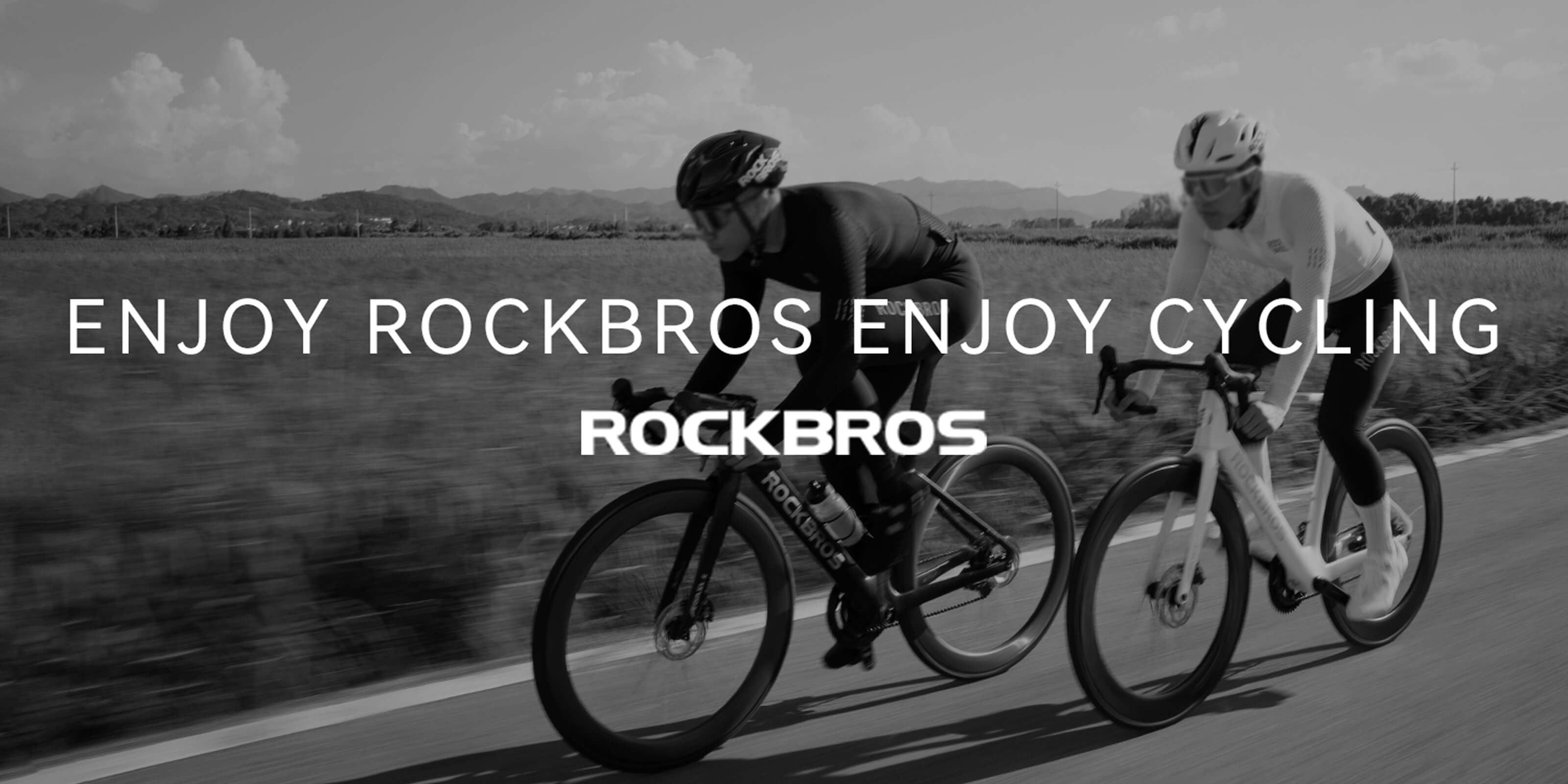 Cyclists show off the dynamic fit of the Rockbros Diamond Fit thermal top while riding on winter roads.