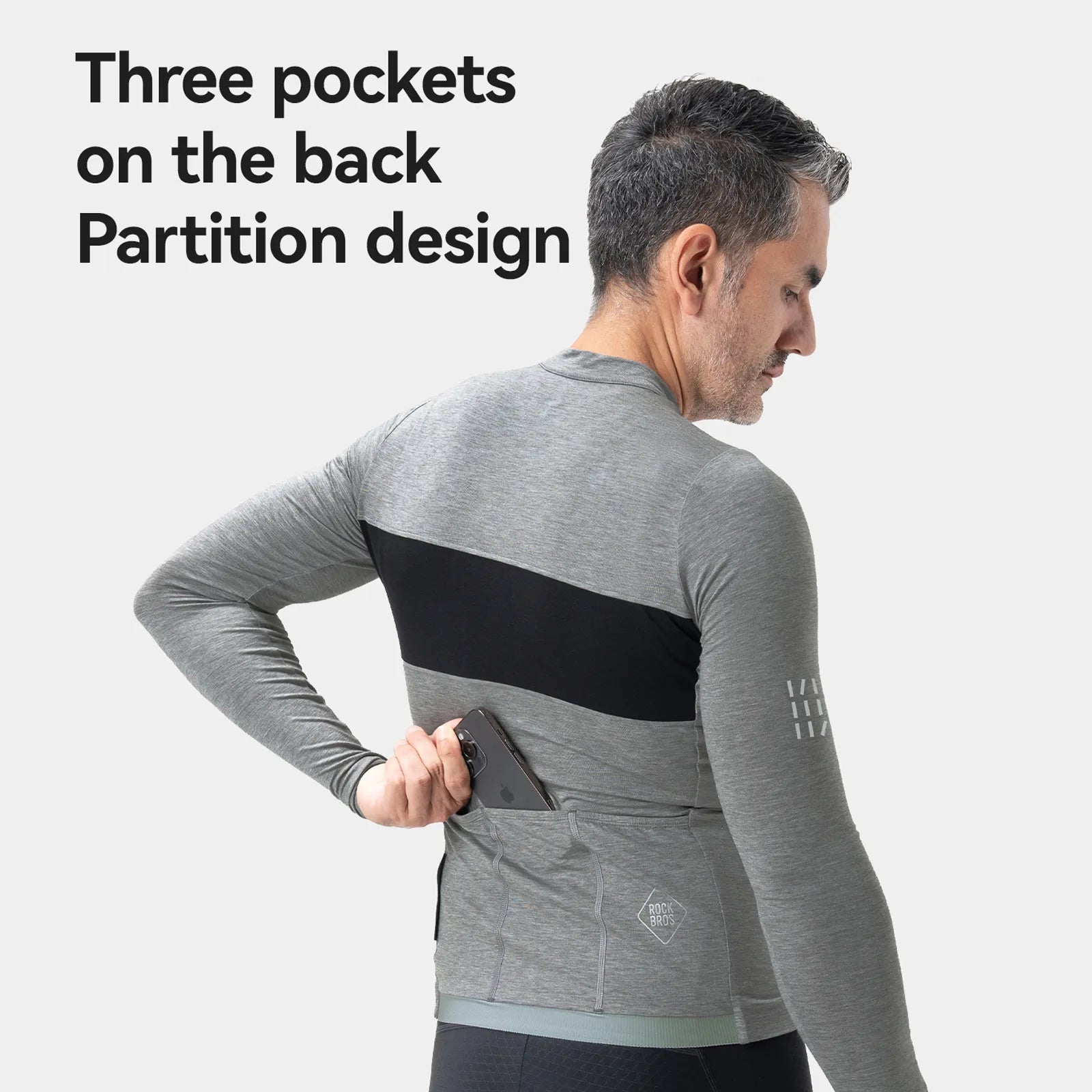 ROCKBROS Men's Merino Wool Long Sleeve Cycling Jersey - SoftTouch Series.
#color_grey