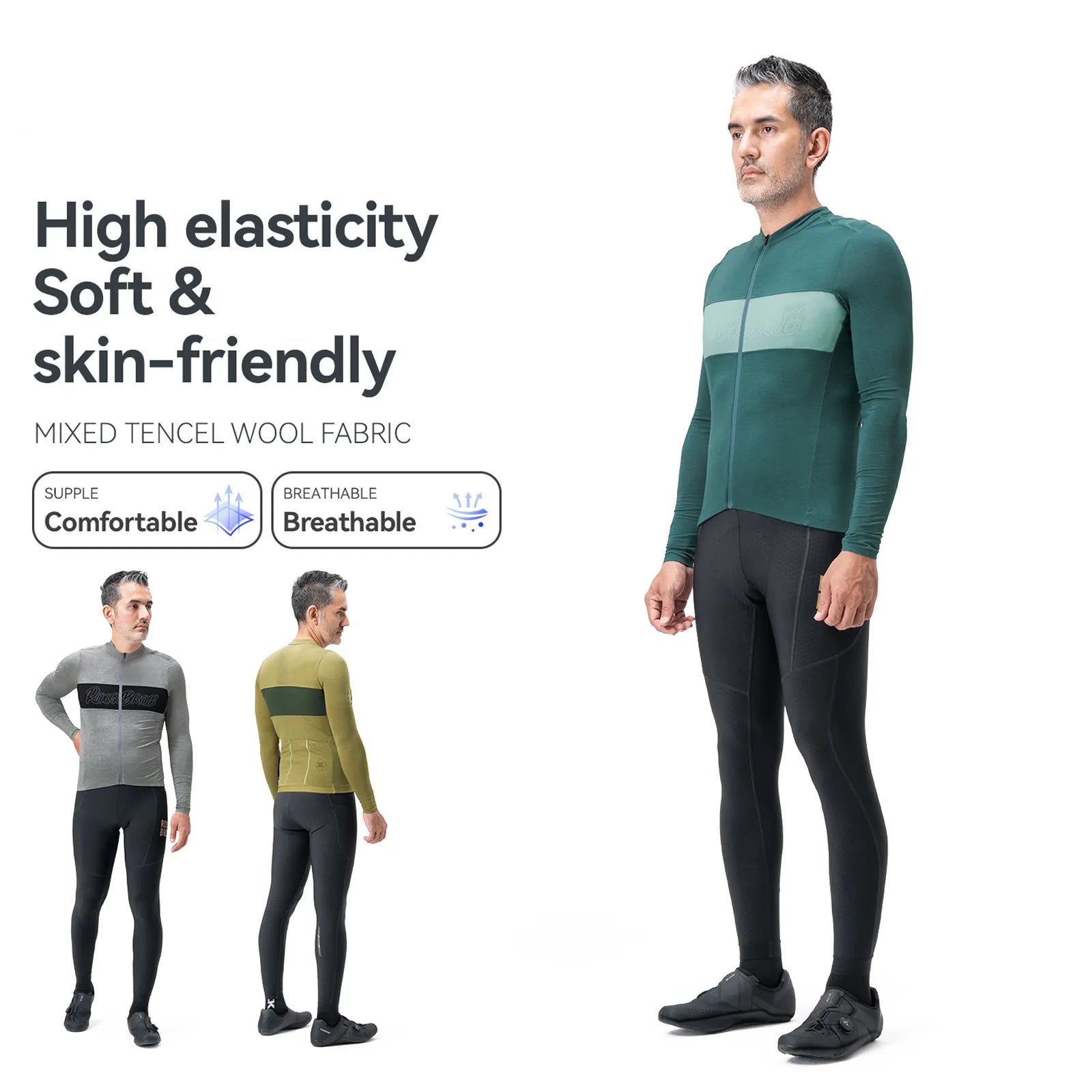 ROCKBROS Men's Merino Wool Long Sleeve Cycling Jersey - SoftTouch Series.
#color_grey