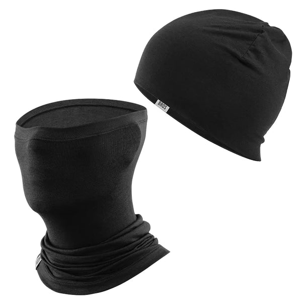 ROCKBROS Merino Wool Cycling Cap & Face Mask Bundle for Winter Riding.
#color_Black / Black