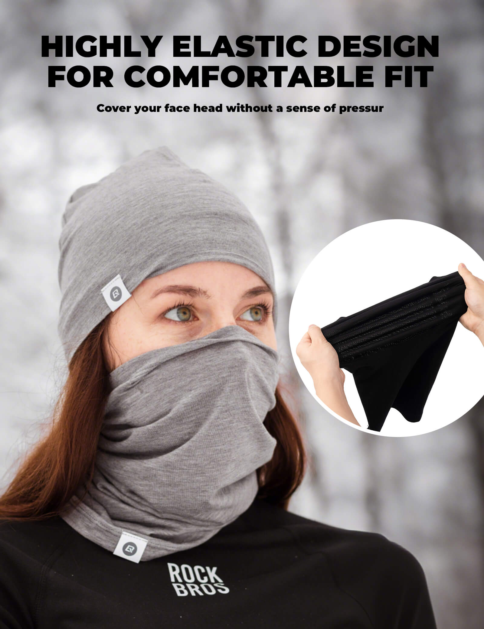 ROCKBROS Merino Wool Tencel Face Mask for Winter Outdoor Sports.
#color_deep green