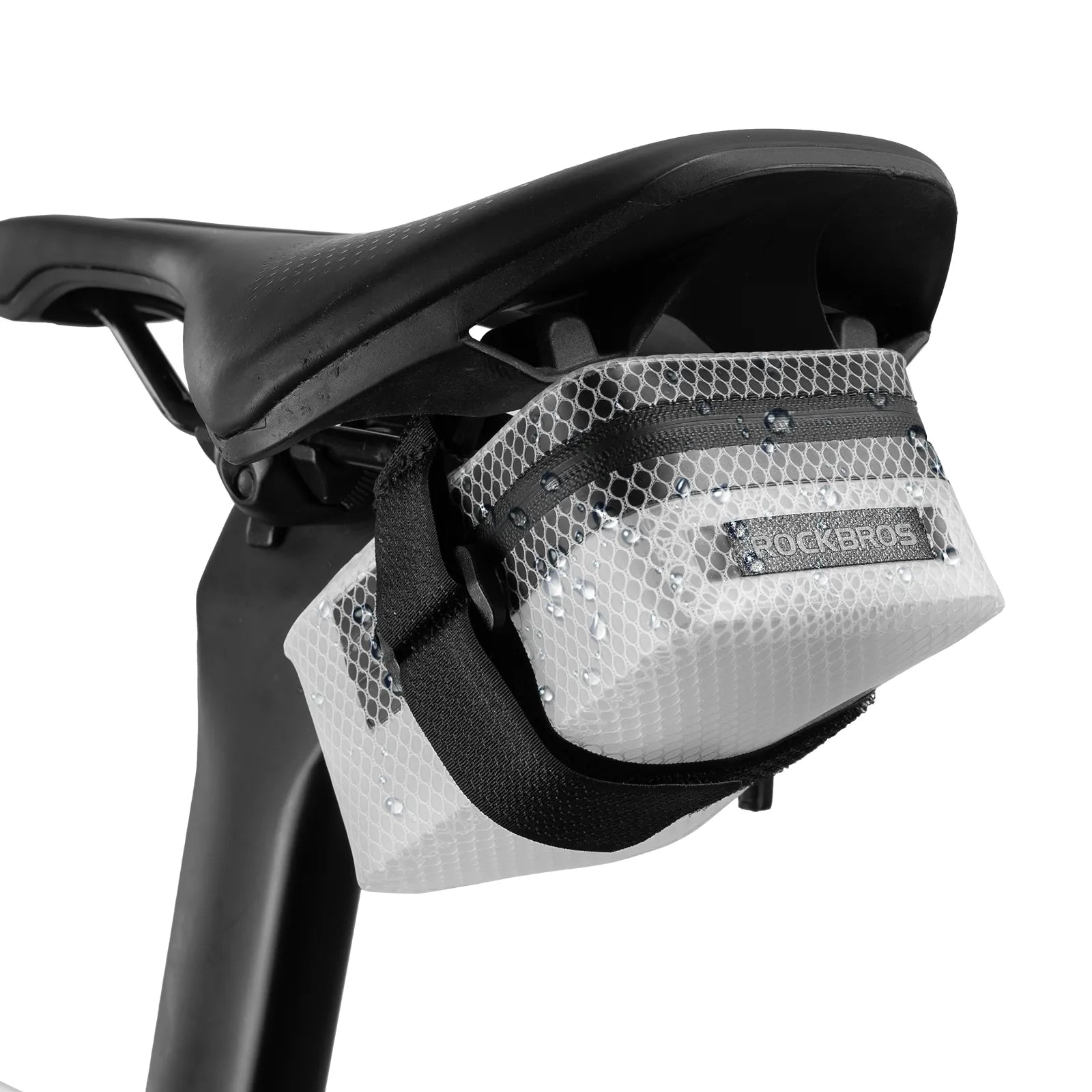Rockbros AS-137 0.4L compact waterproof saddle bag mounted under a bicycle seat
#color_white