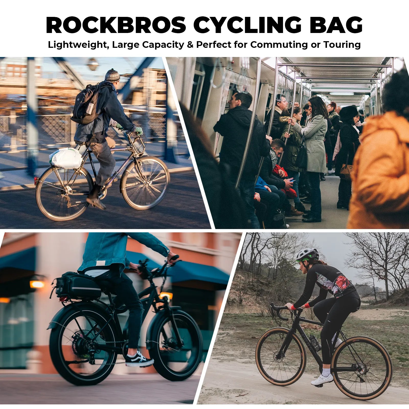 ROCKBROS large capacity bike pannier bag with wraparound zipper for easy access.
#options_Standard (11.6L)