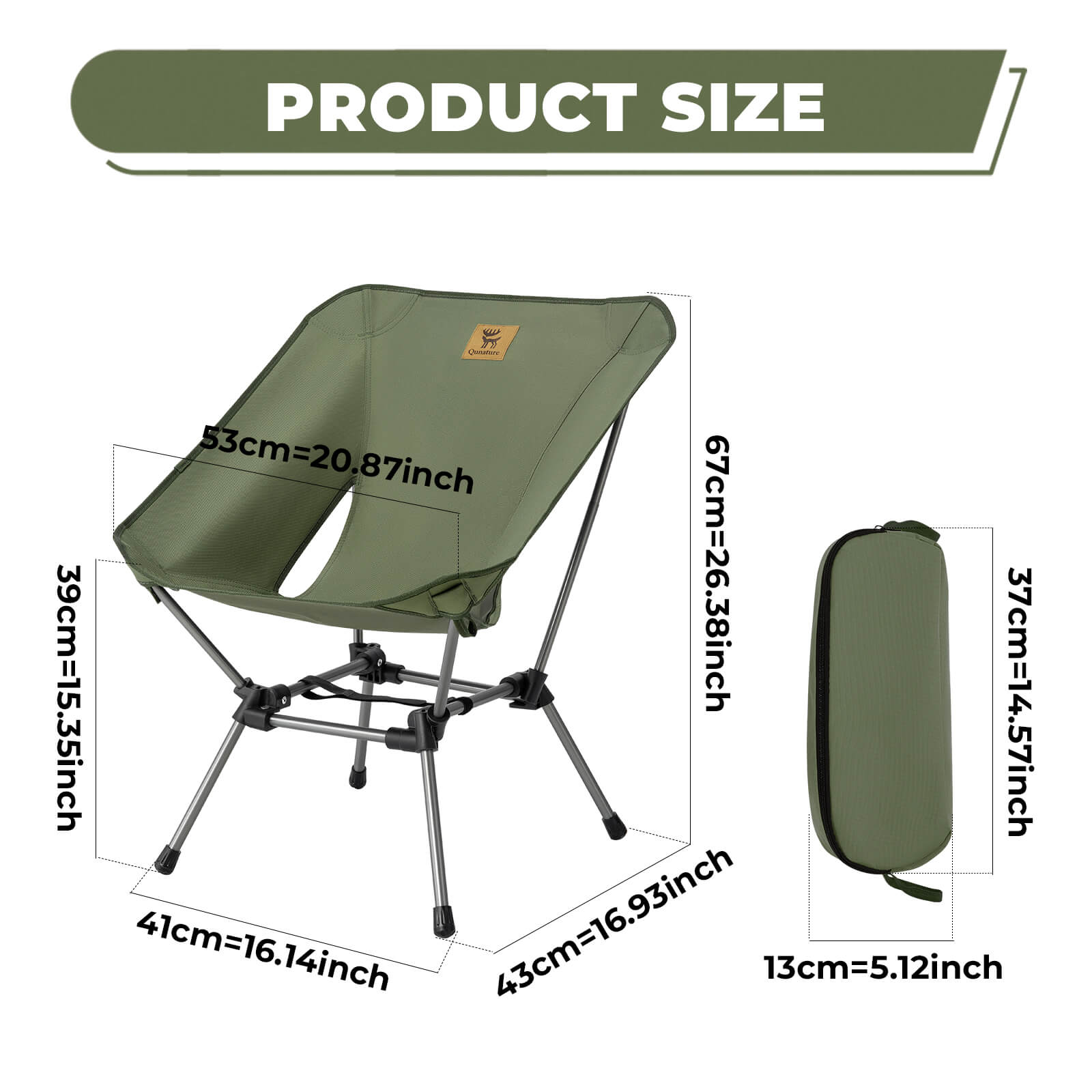 rockbros lightweight and easy carry camping chair.
#color_army green