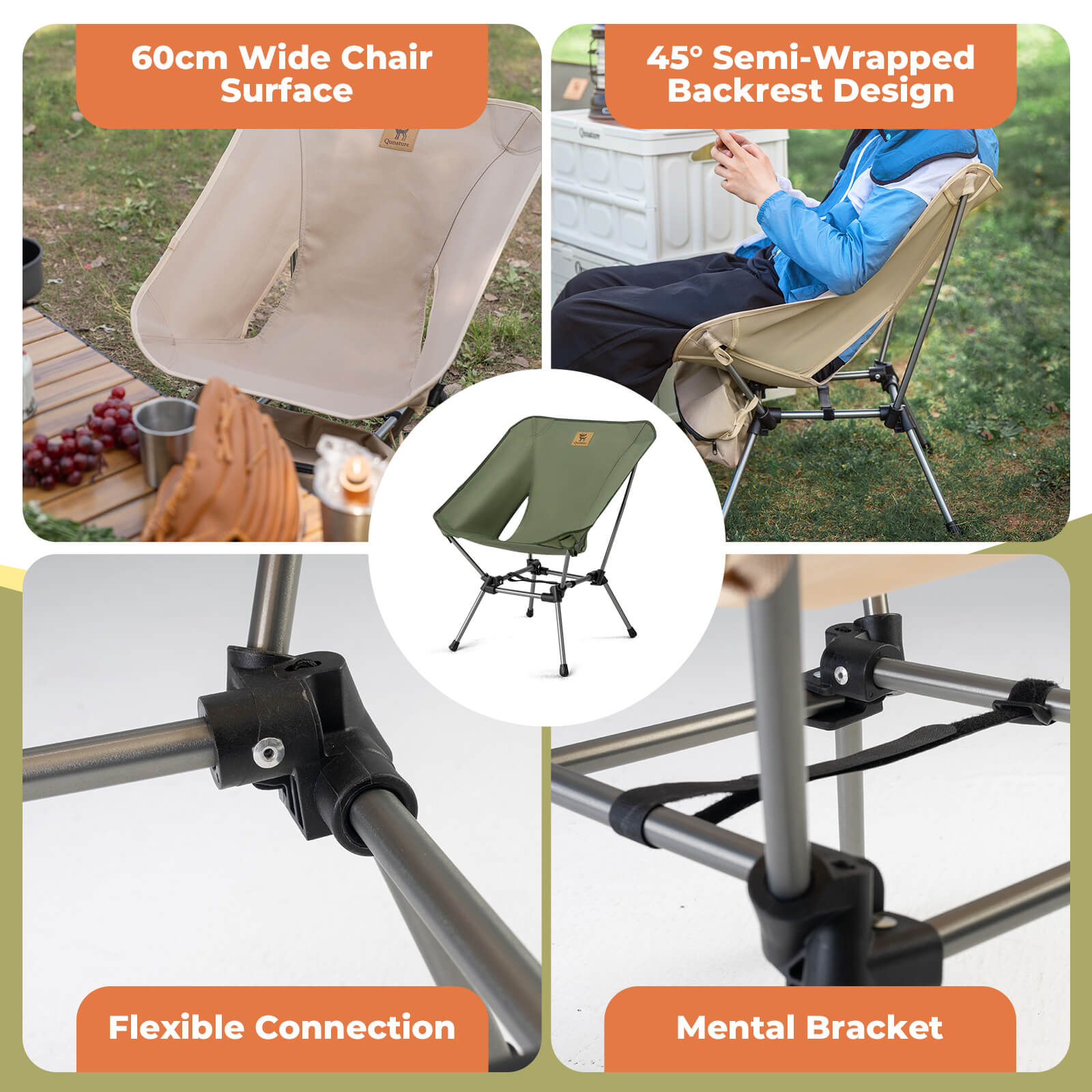 rockbros lightweight and easy carry camping chair.
#color_army green