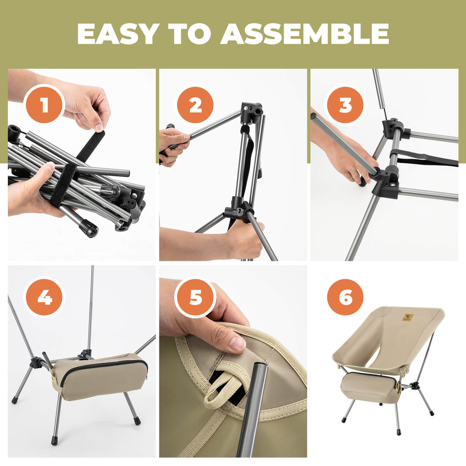 rockbros lightweight and easy carry camping chair.
#color_army green