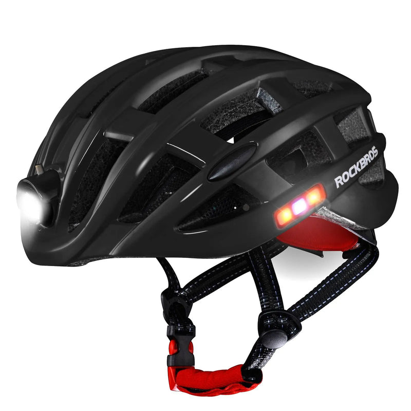 ROCKBROS lightweight aerodynamic smart helmet with rechargeable LED lighting