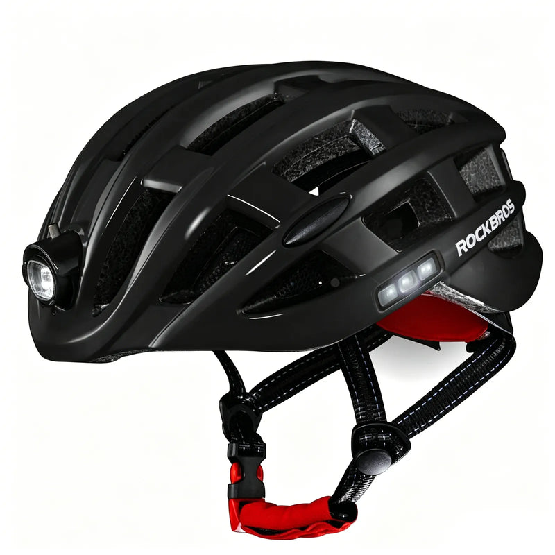 ROCKBROS lightweight aerodynamic smart helmet with rechargeable LED lighting