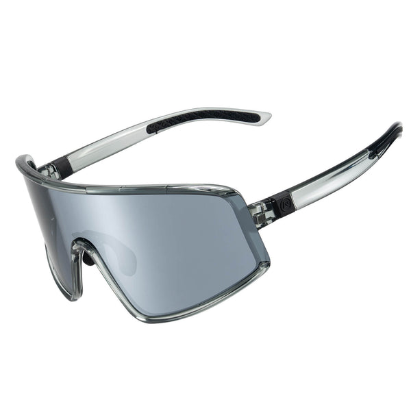 rockbros polarised uv400 cycling glasses worn while riding.
#color_grey