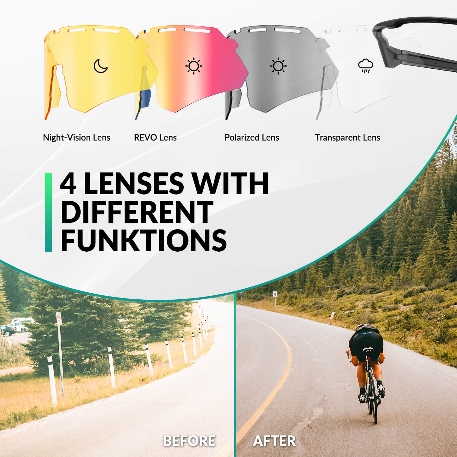 rockbros polarized cycling sunglasses for road and mountain riding.
#color_black