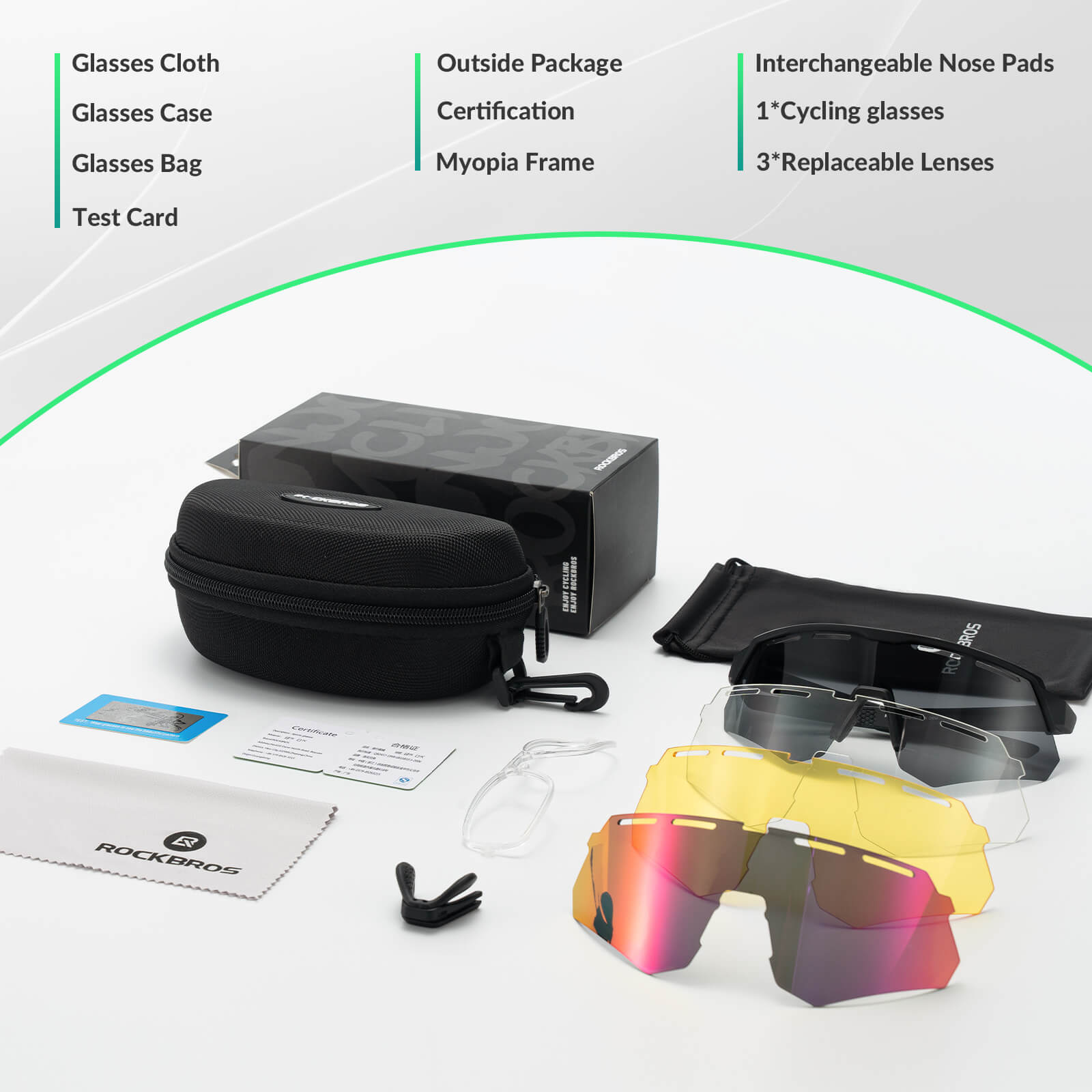 rockbros polarized cycling sunglasses for road and mountain riding.
#color_white