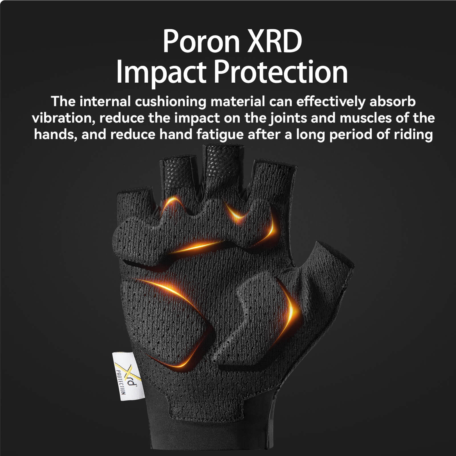 ROCKBROS Padded Half Finger Riding Gloves with Poron XRD Cushioning.
#color_black