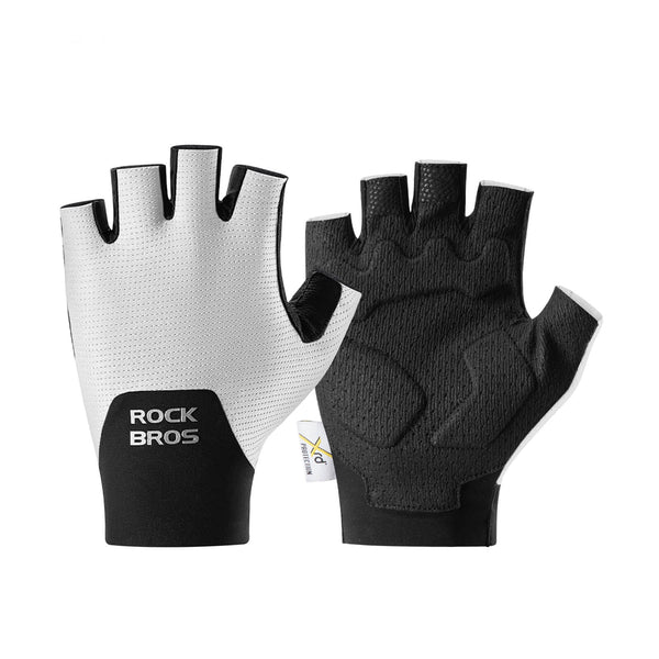 ROCKBROS Padded Half Finger Riding Gloves with Poron XRD Cushioning.
#color_white