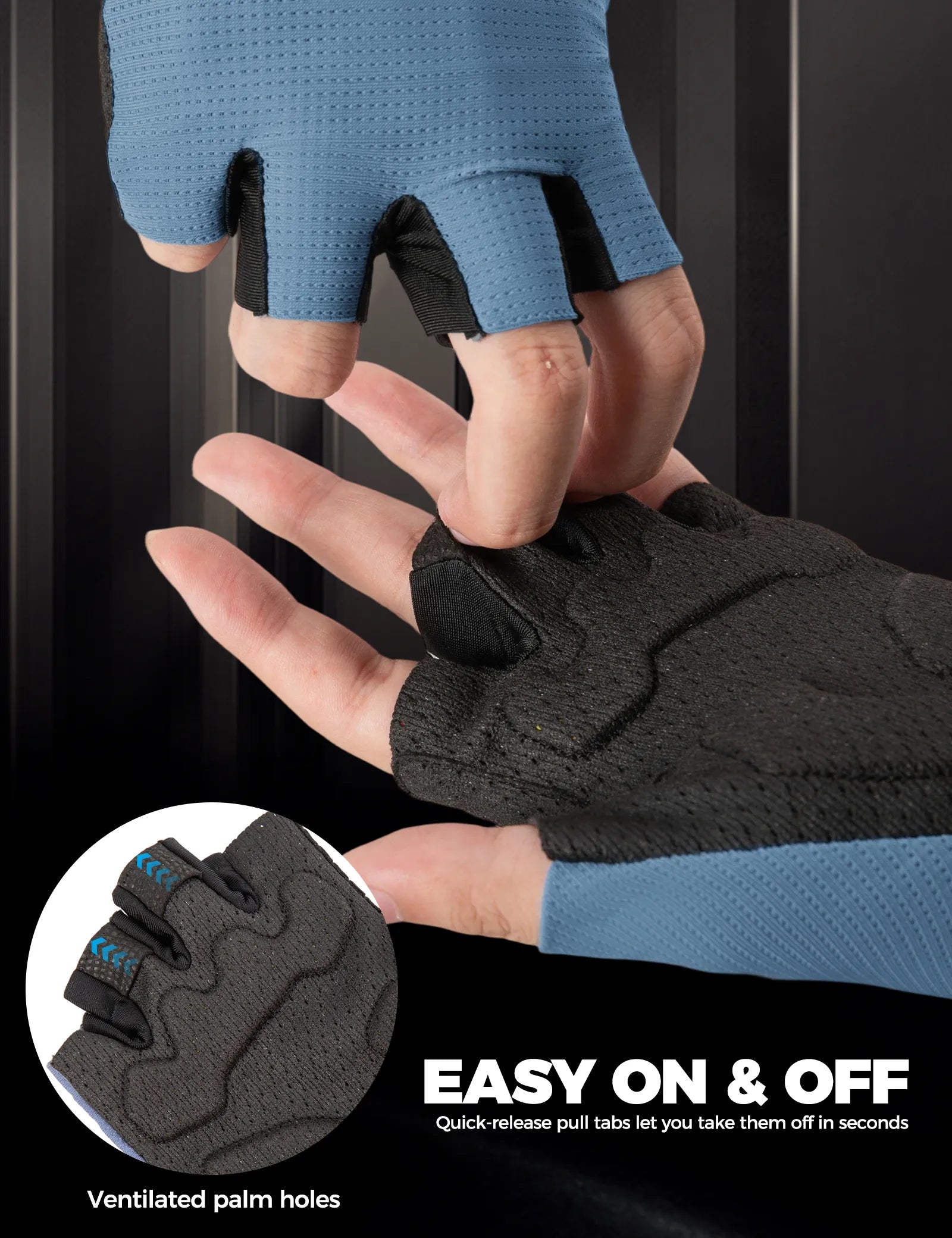 ROCKBROS Padded Half Finger Riding Gloves with Poron XRD Cushioning.
#color_black