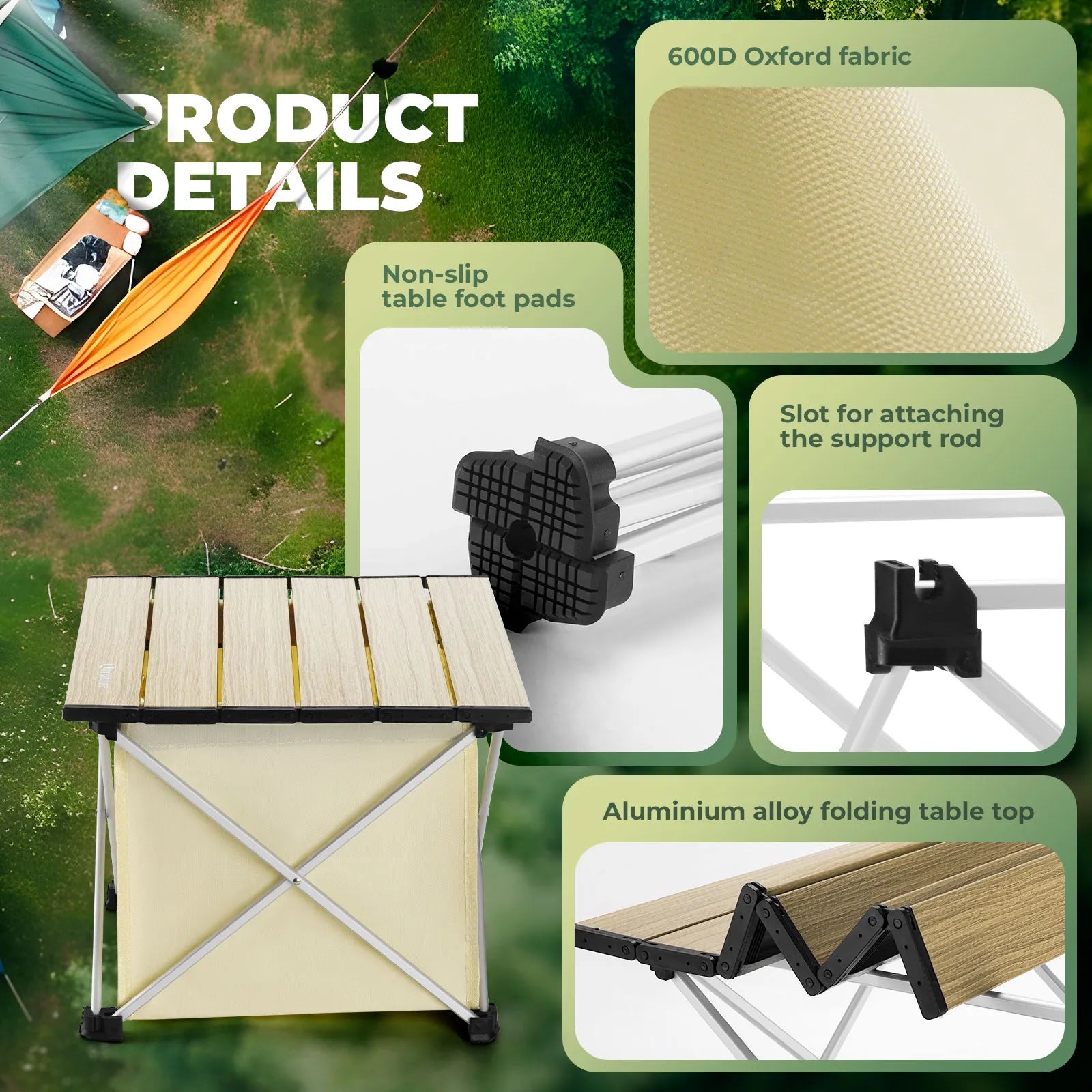 Rockbros portable aluminium camping table with carry bag