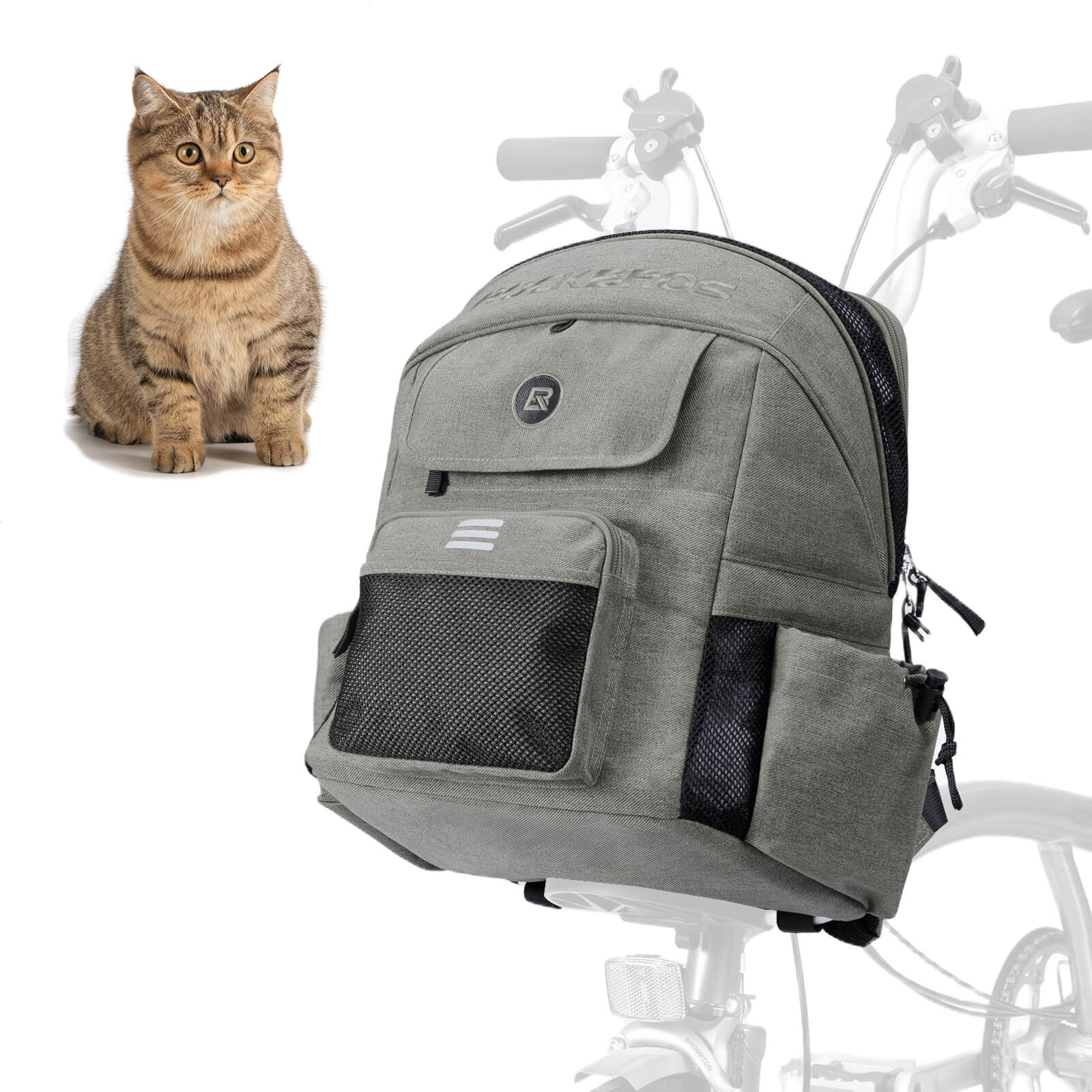 ROCKBROS portable pet friendly folding bike handlebar bag for commuting and outdoor rides
#color_gray