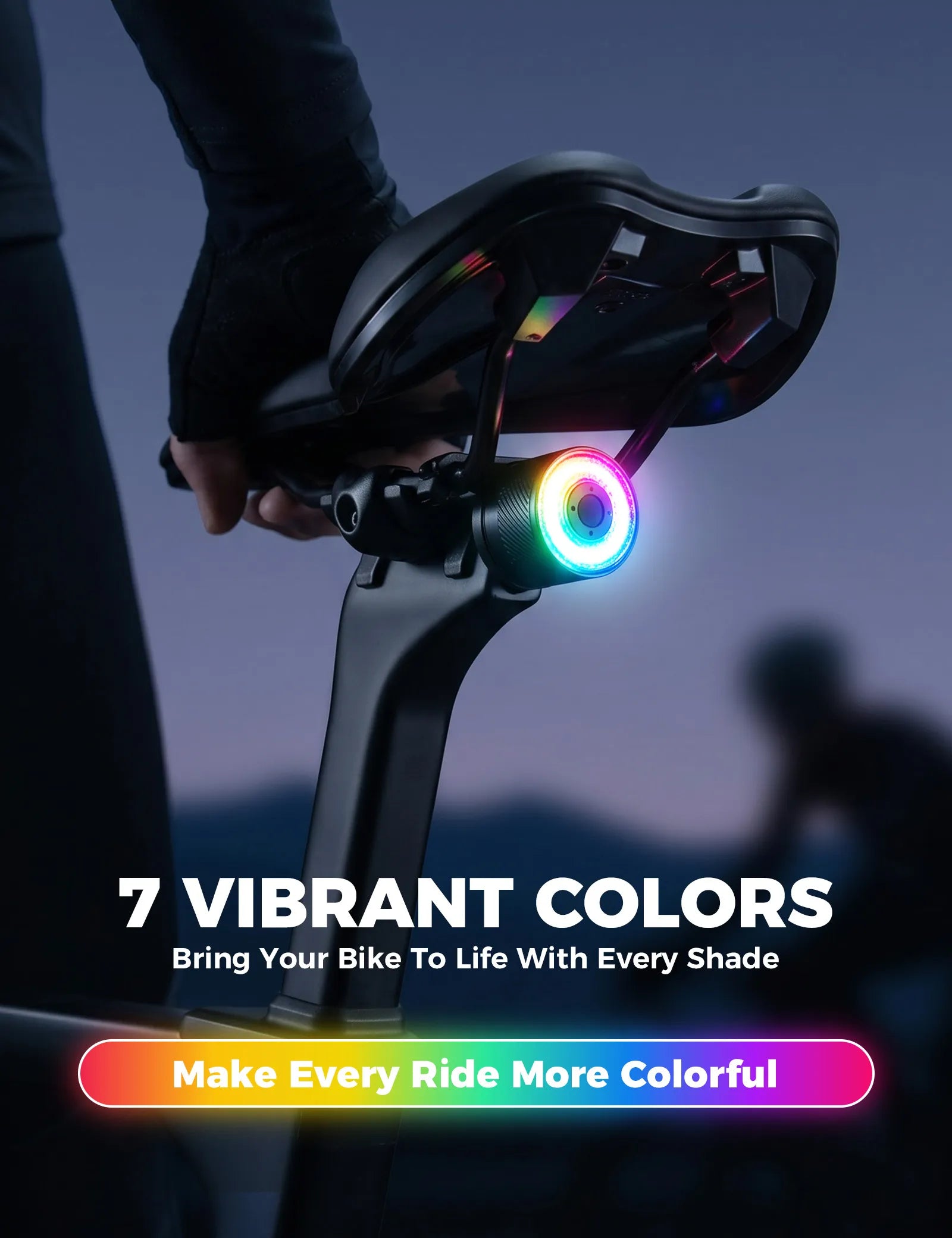 Close-up of ROCKBROS Q1 Ultra Aluminium Bike Tail Light with Smart Vibration Sensor