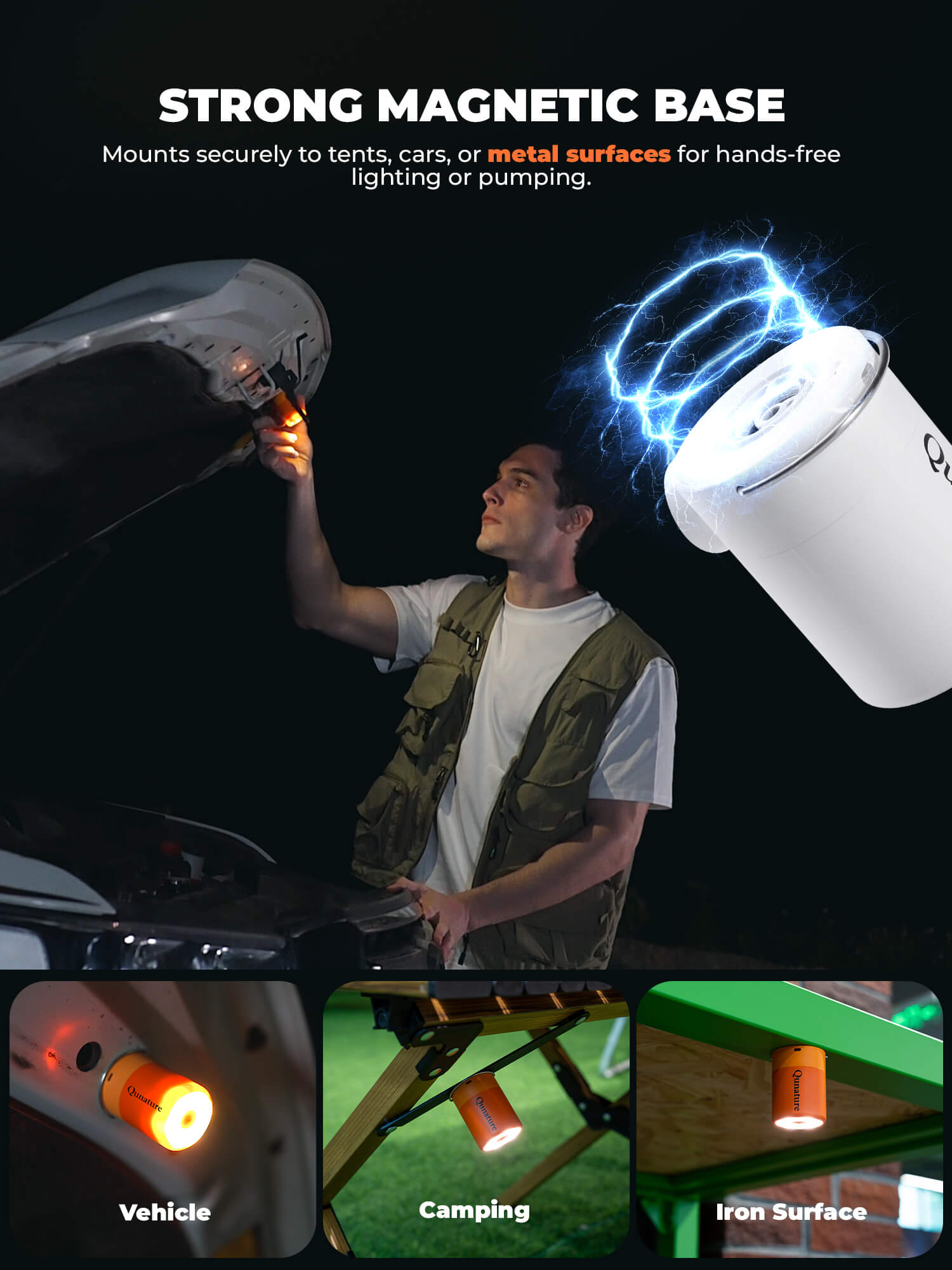 Qunature Rapid-Fill Mini Electric Pump, High-Pressure Cordless Air Inflator for Portable Use.
#color_white