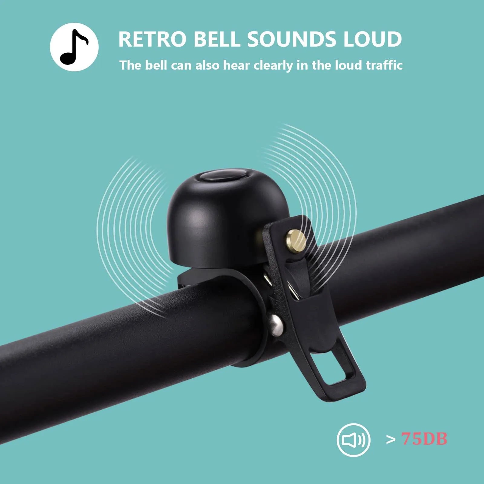 Rockbros retro bike bell with classic brass design offering a loud and clear sound.
#color_silver