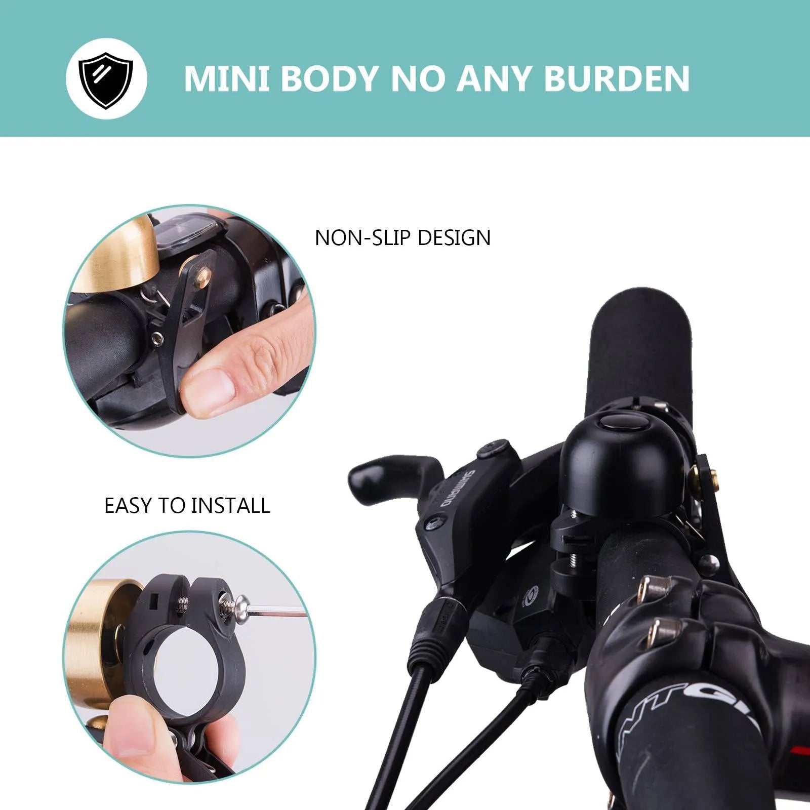 Rockbros retro bike bell with classic brass design offering a loud and clear sound.
#color_silver