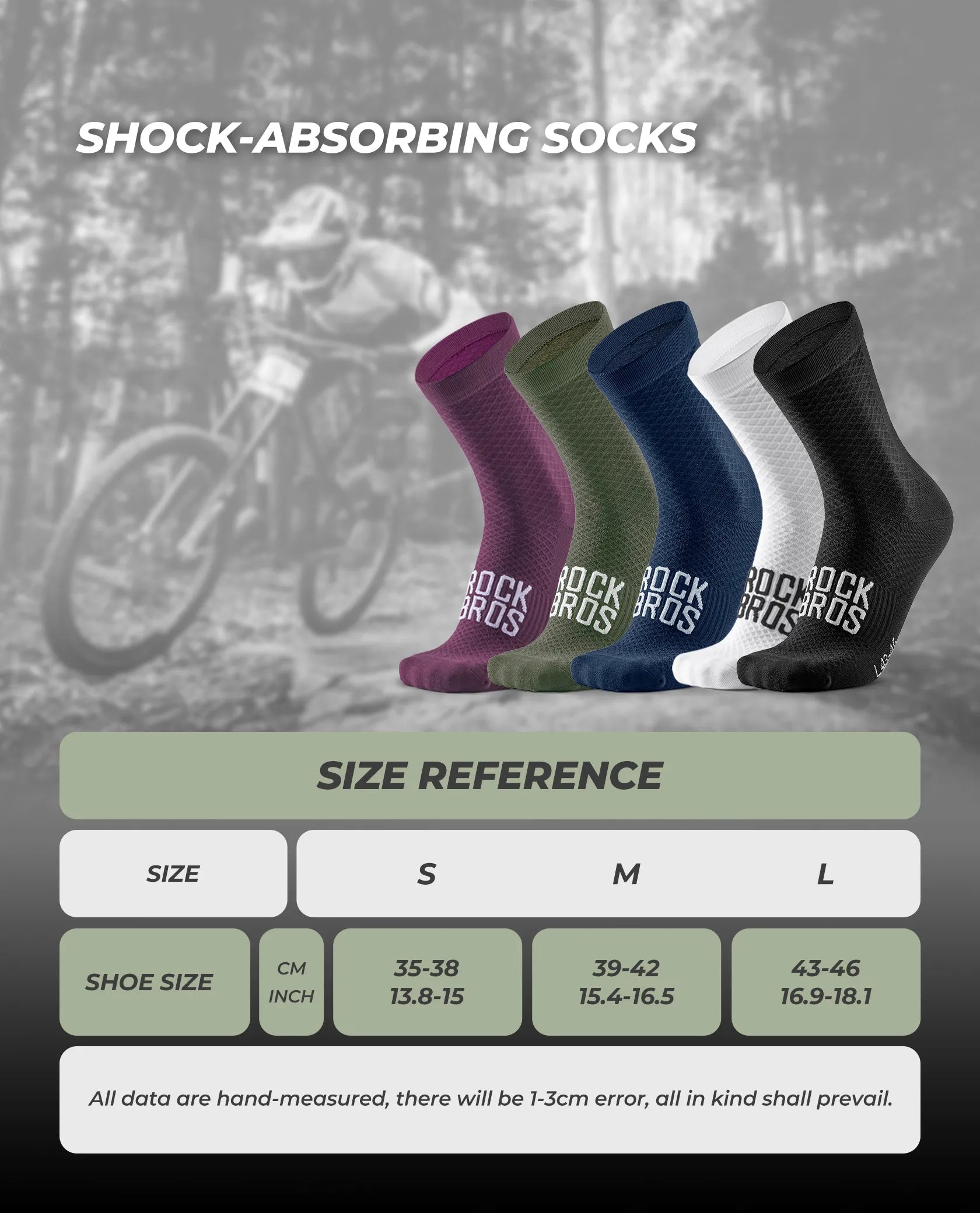 ROCKBROS Road to Sky series professional cycling socks with elastic rib cuff for men and women.
#color_purple