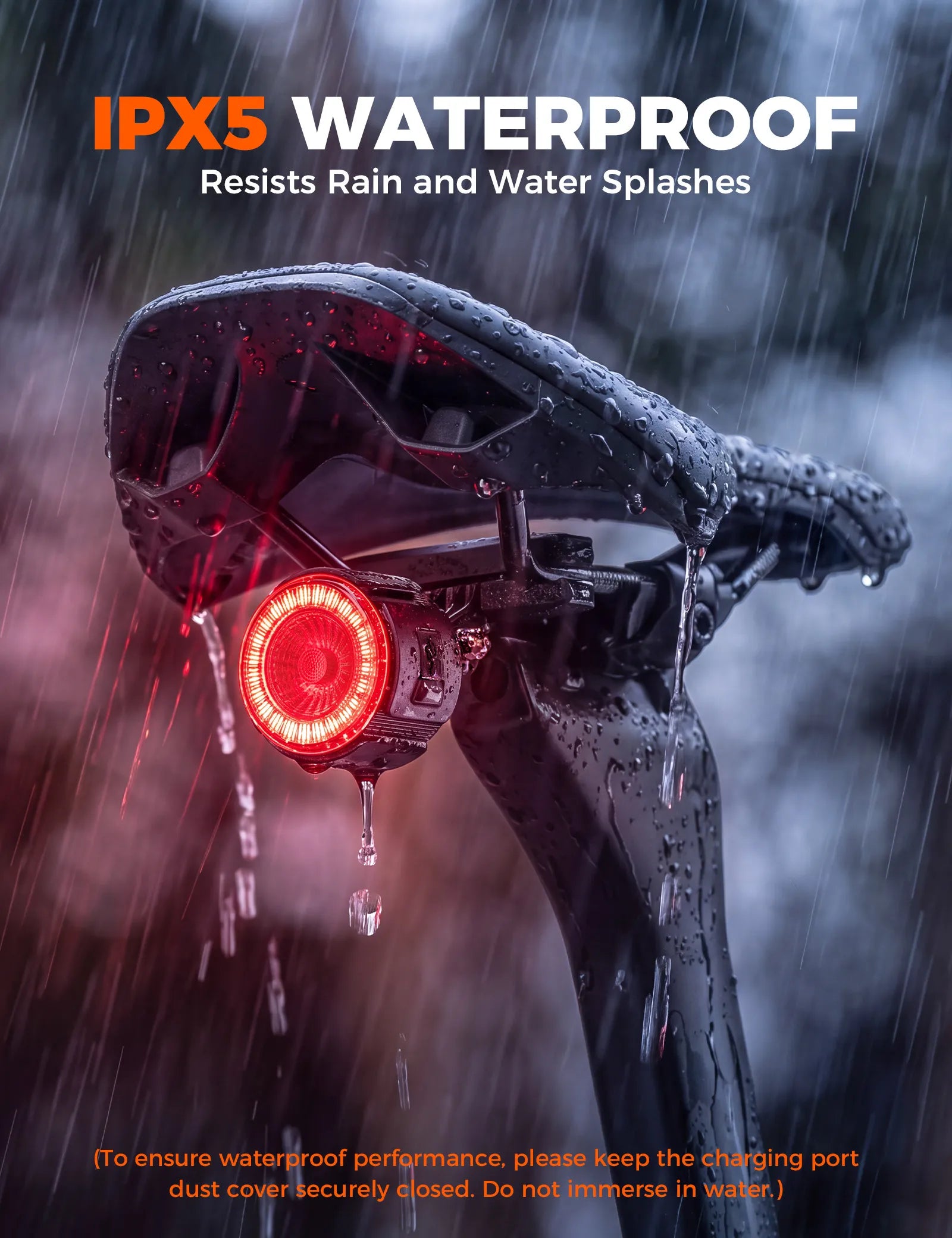 ROCKBROS Road To Sky smart bike rear light with brake sensor and USB-C rechargeable design
