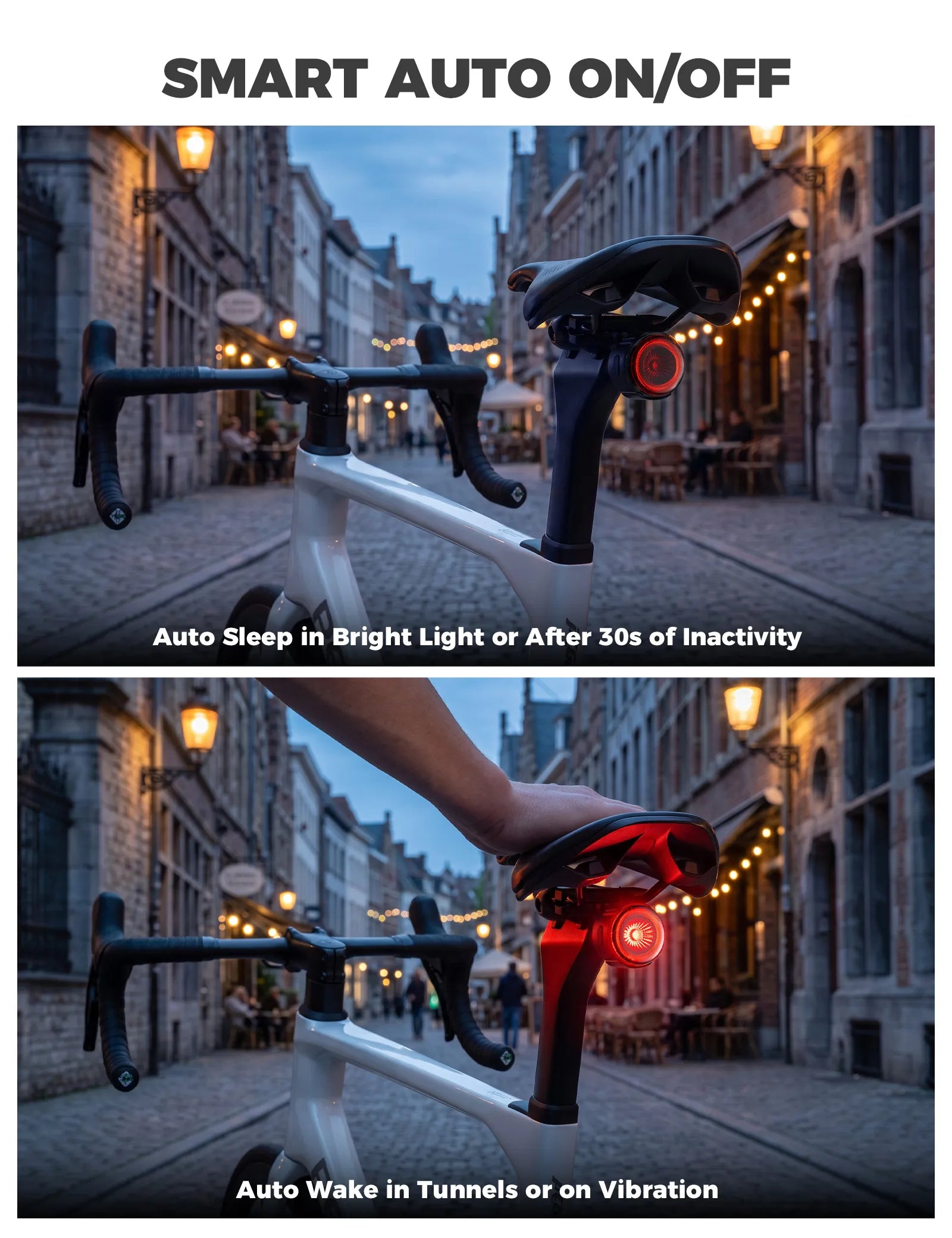 ROCKBROS Road To Sky smart bike rear light with brake sensor and USB-C rechargeable design