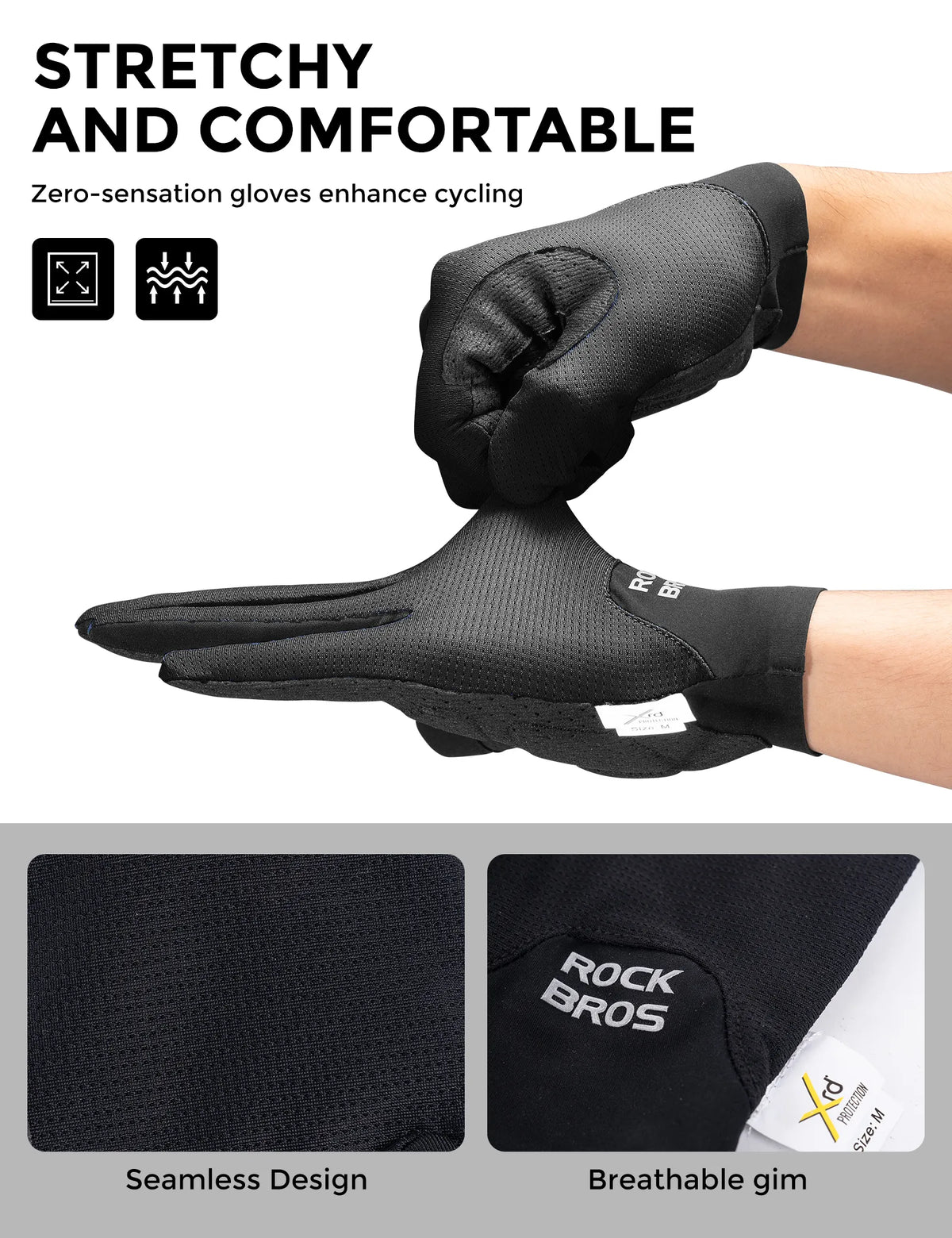ROCKBROS S403-1 lightweight breathable and stretchy full-finger cycling gloves.
#colour_black