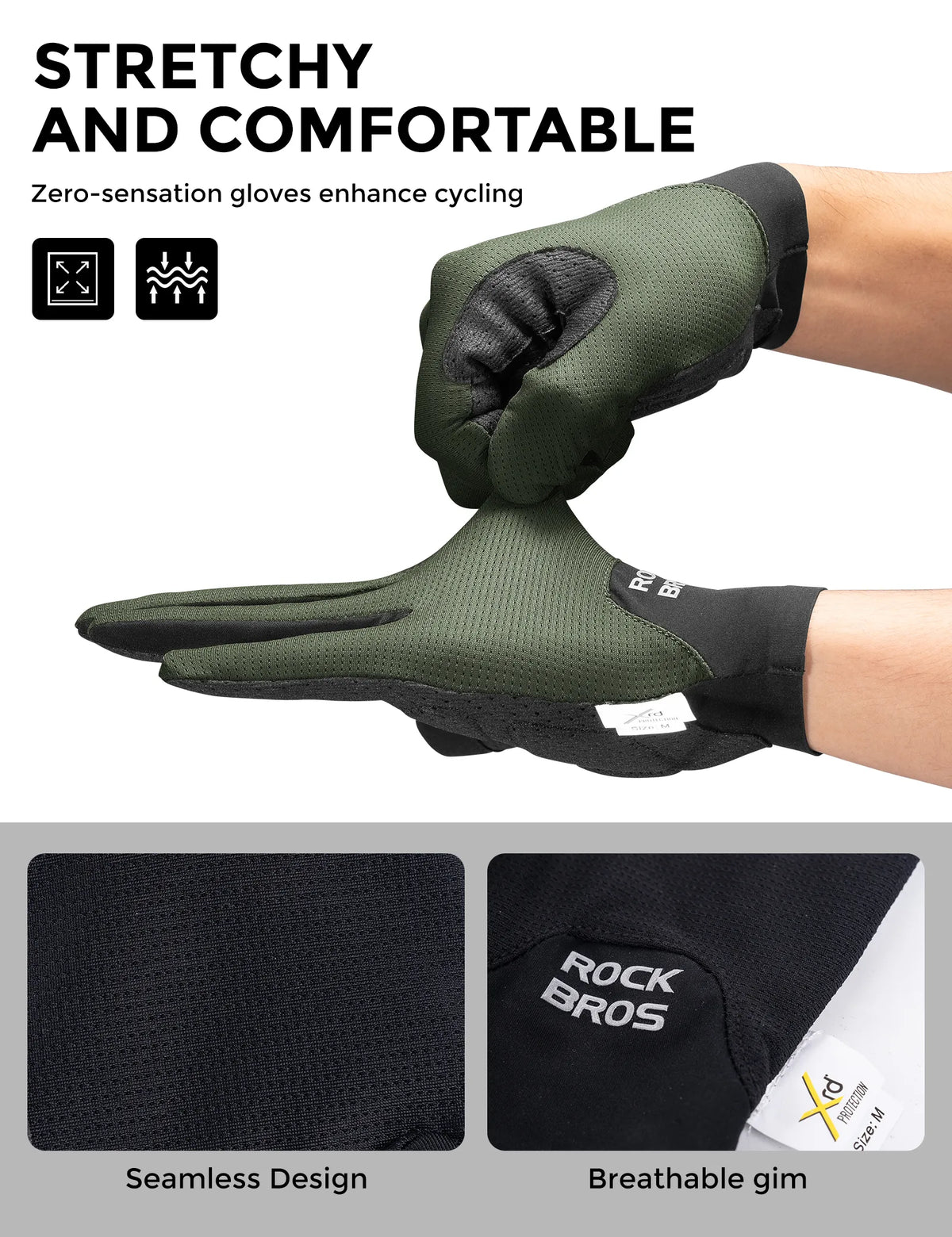 ROCKBROS S403-1 lightweight breathable and stretchy full-finger cycling gloves.
#colour_green