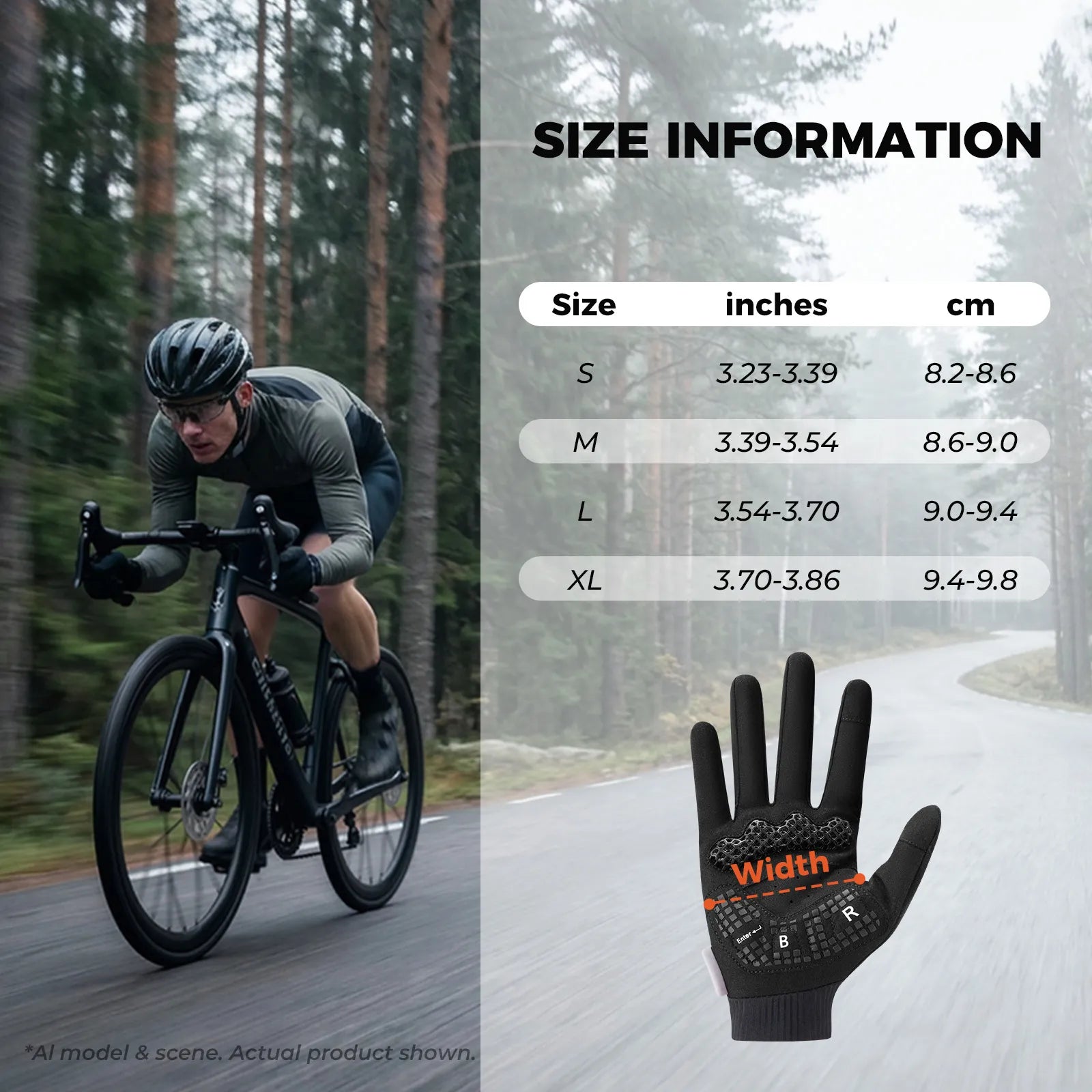 ROCKBROS S405 3D full finger cycling gloves in black, touchscreen compatible and breathable.
#color_white