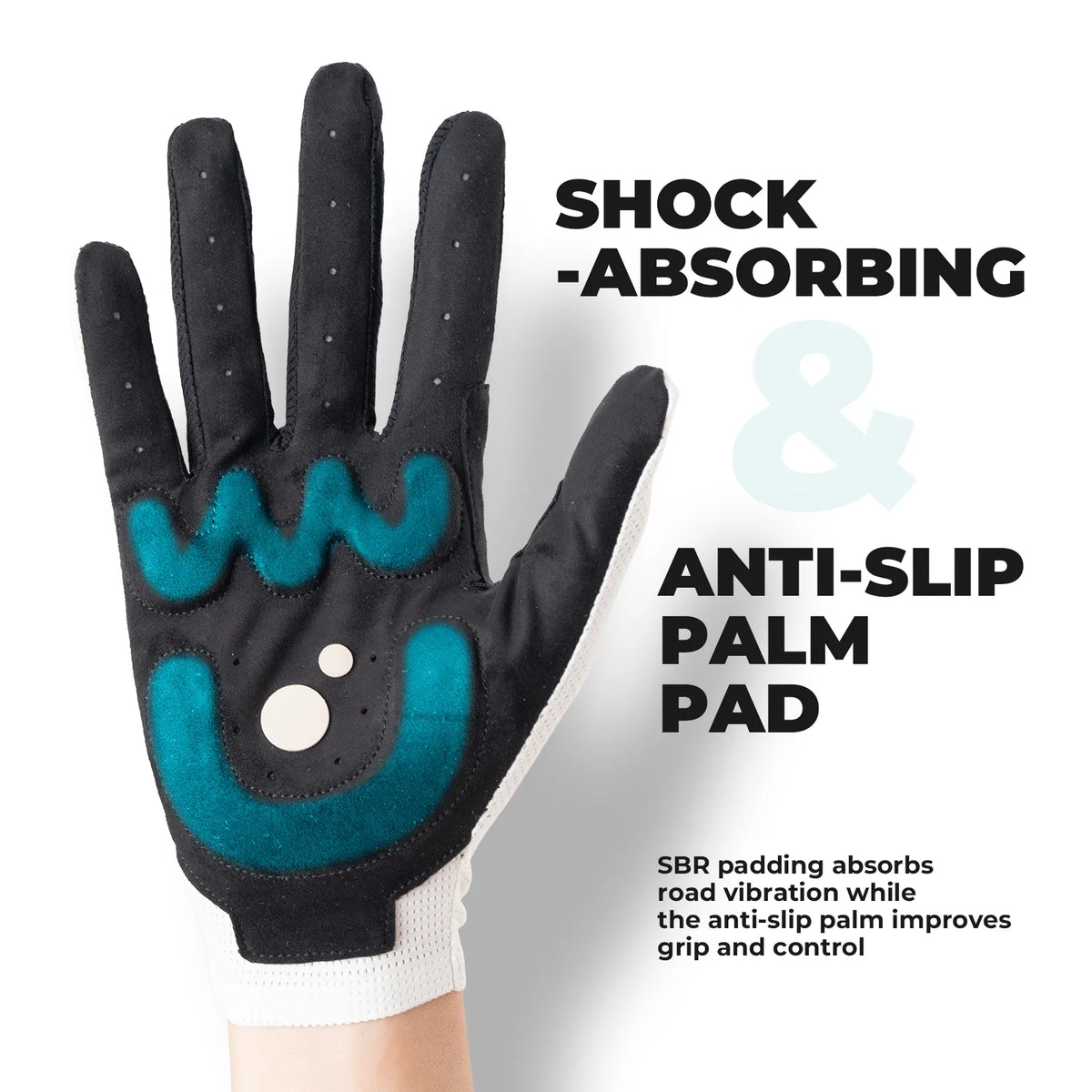 rockbros sbr padded full finger cycling gloves for mountain biking.
#color_white