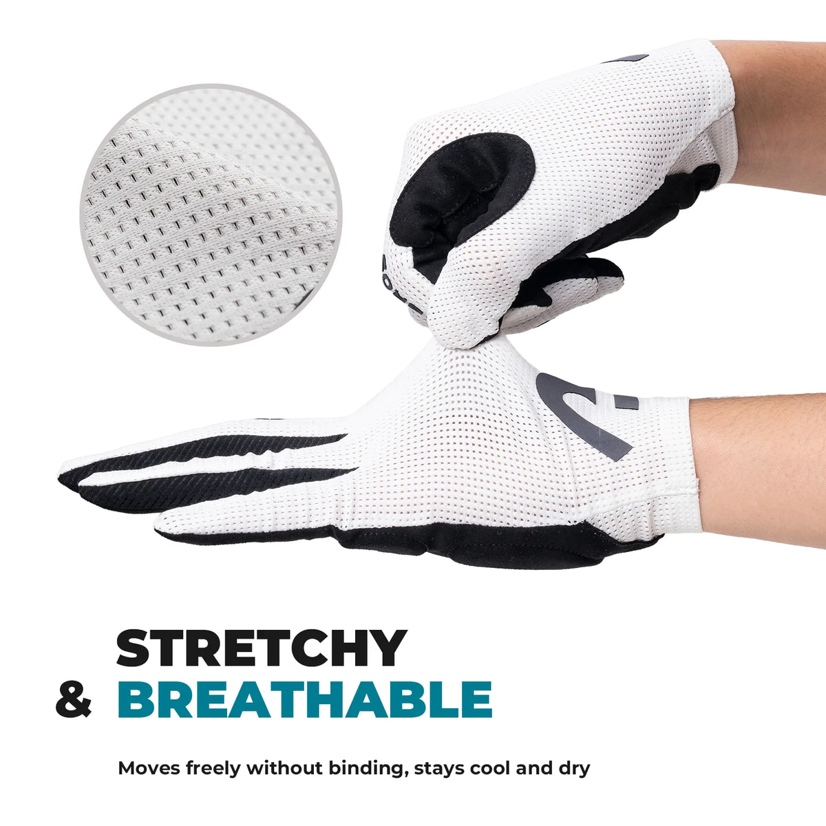 rockbros sbr padded full finger cycling gloves for mountain biking.
#color_white