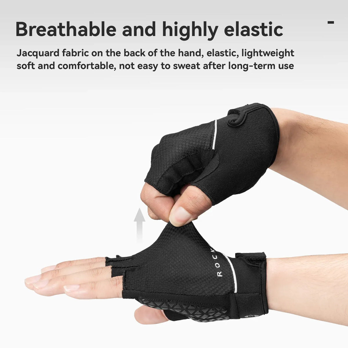 ROCKBROS S424 summer half-finger cycling gloves with breathable design.
#colour_black
