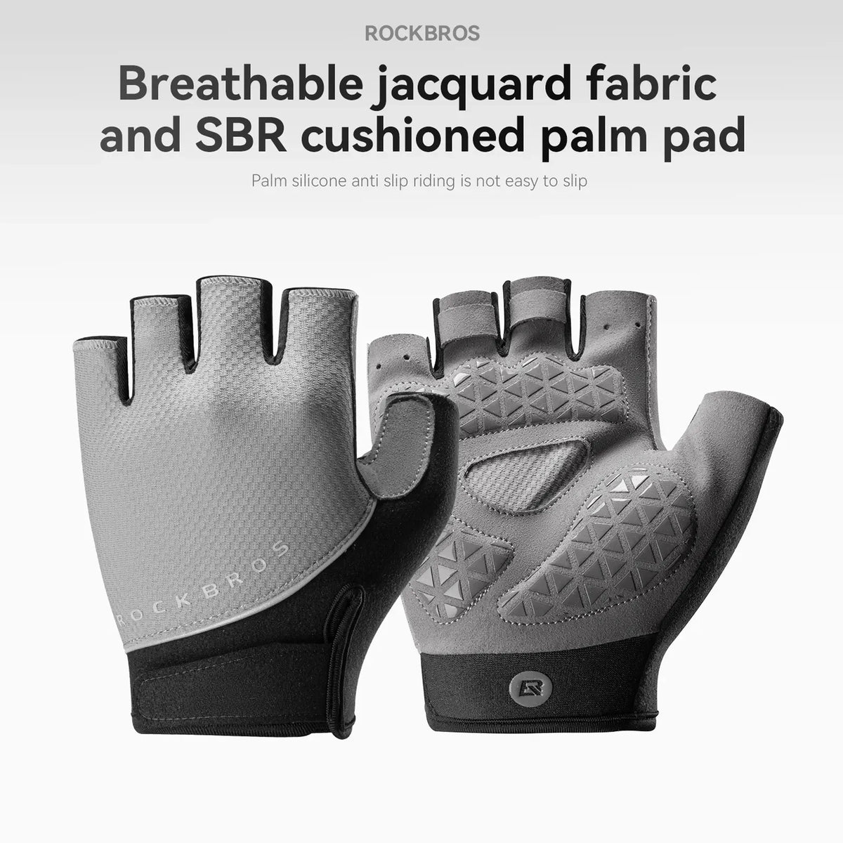 ROCKBROS S424 summer half-finger cycling gloves with breathable design.
#colour_grey