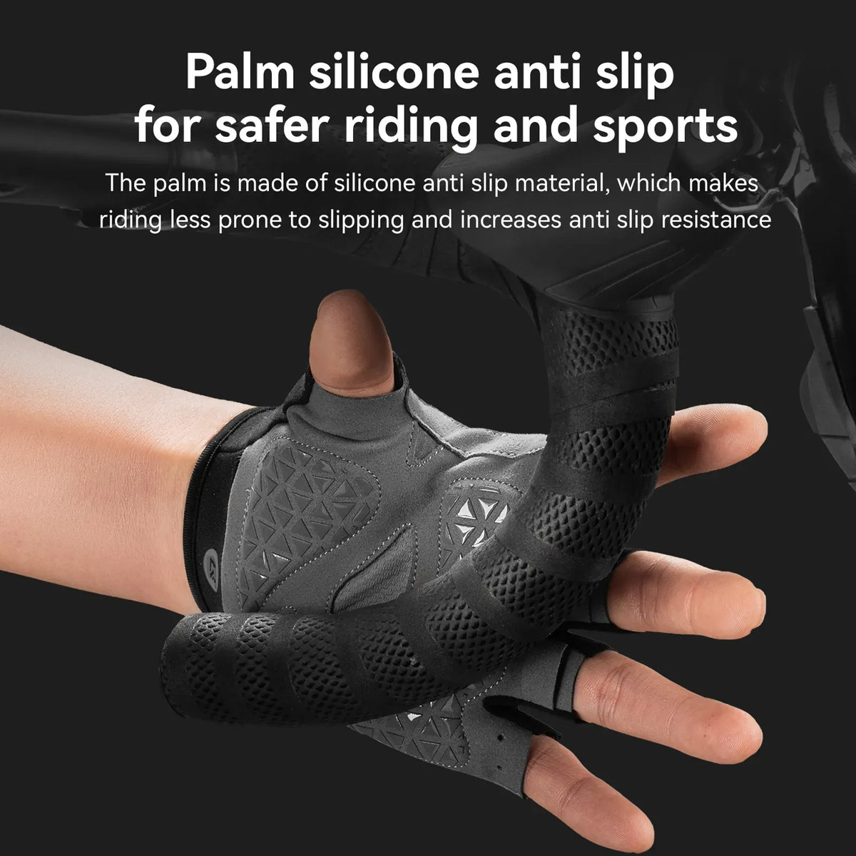 ROCKBROS S424 summer half-finger cycling gloves with breathable design.
#colour_grey