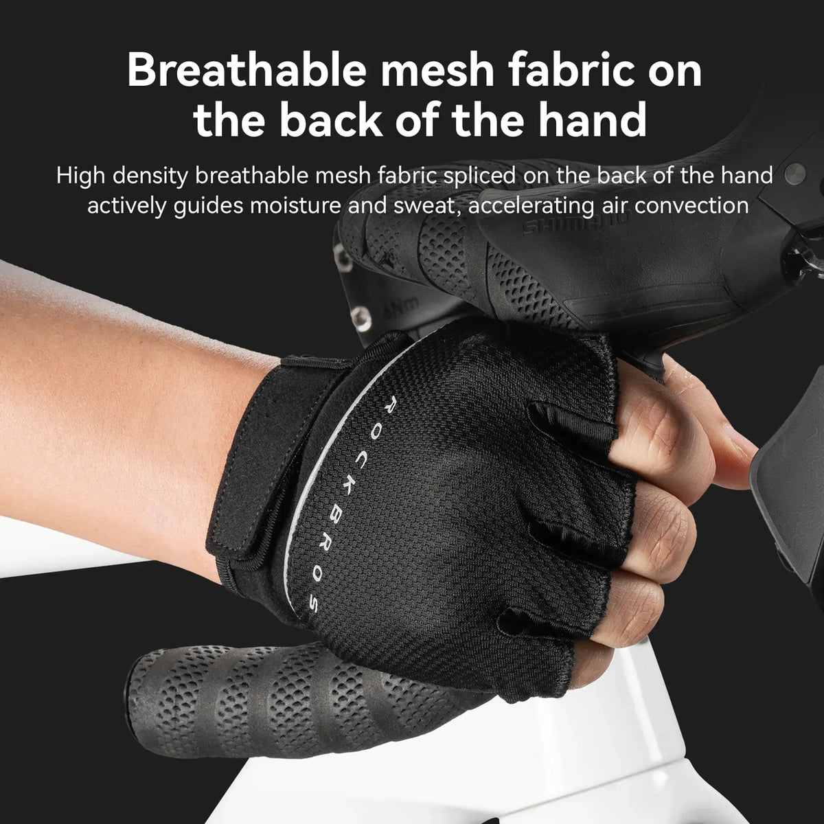 ROCKBROS S424 summer half-finger cycling gloves with breathable design.
#colour_grey