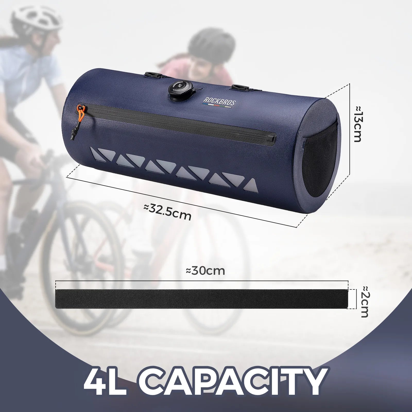 ROCKBROS ROAD TO SKY Scratch-Resistant Bike Handlebar Barrel Bag 4L for Road Bike, Gravel Bike and MTB
