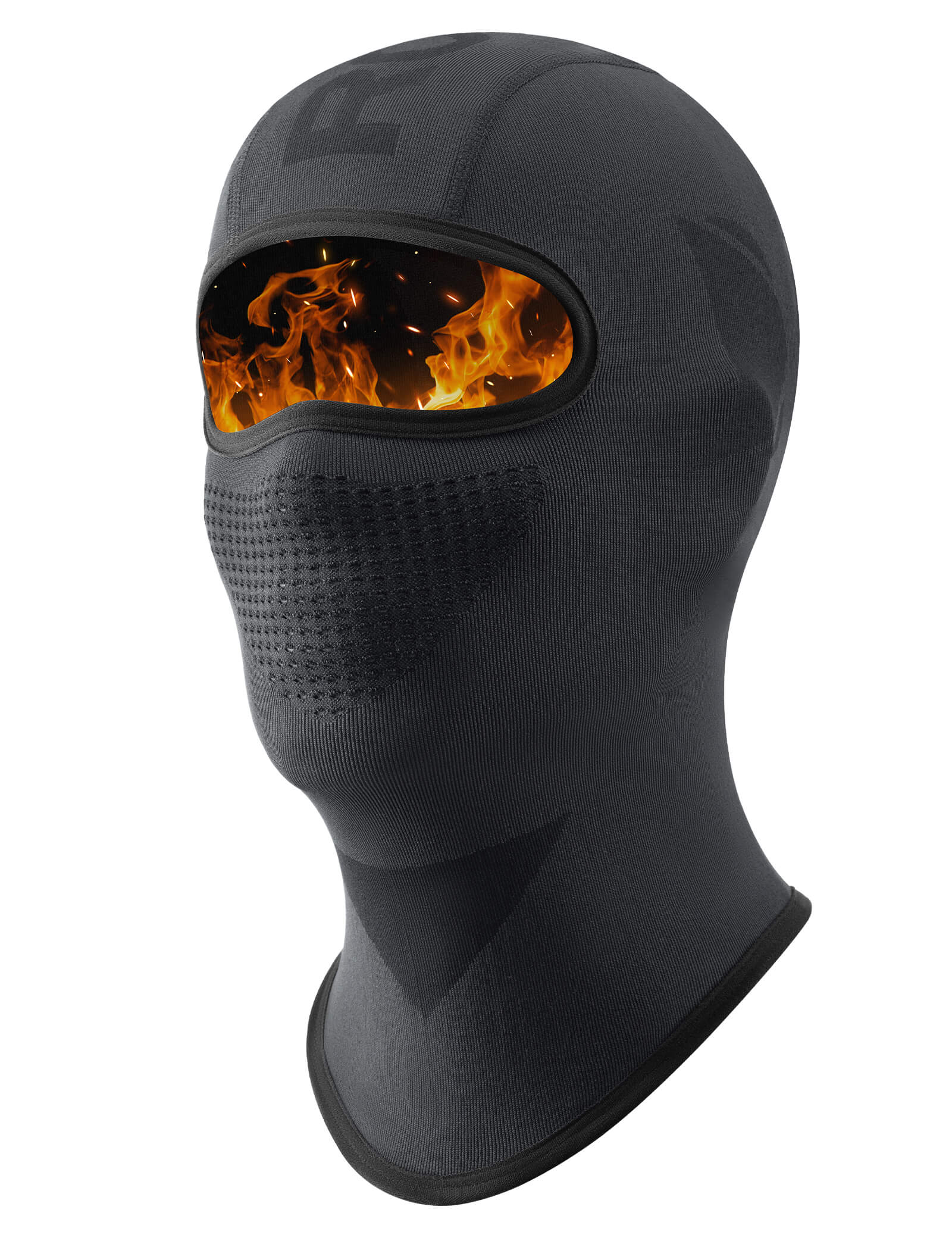 RockBros Seamless Knitted Black Face Mask for Cycling and Outdoor Sports, showing full-face coverage.