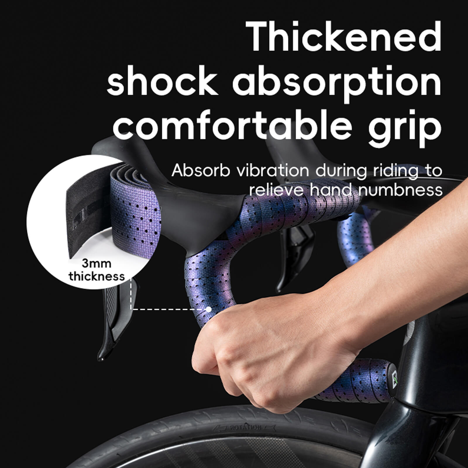 rockbros non-slip silicone pu bike handlebar tape for road bikes.
#color_silicone gradient