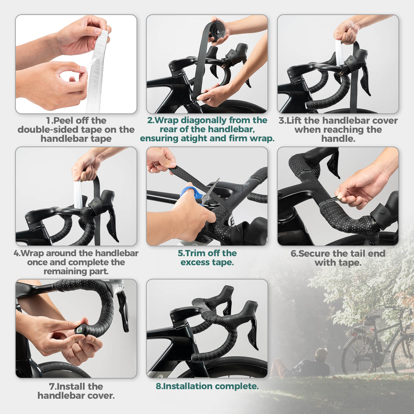 rockbros non-slip silicone pu bike handlebar tape for road bikes.
#color_silicone black