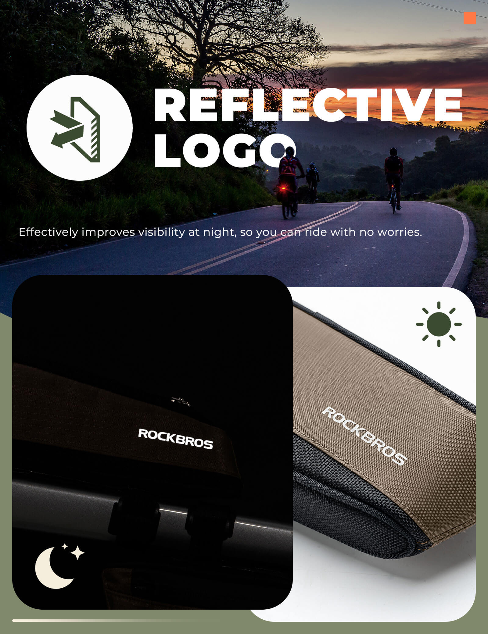 ROCKBROS durable nylon bike frame bag for road and commuter cycling.
#color_black