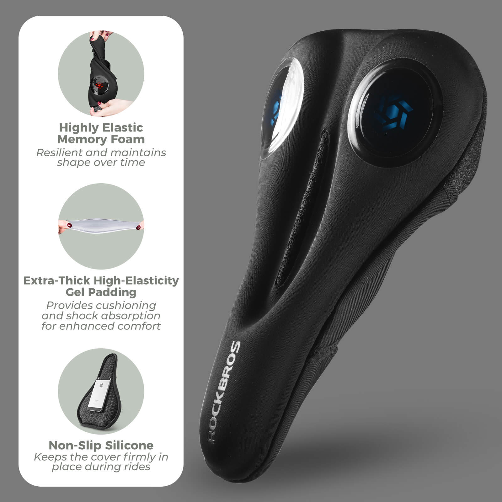 rockbros Soft Gel Shockproof Bike Seat Cover for Comfortable Cycling.
#color_red