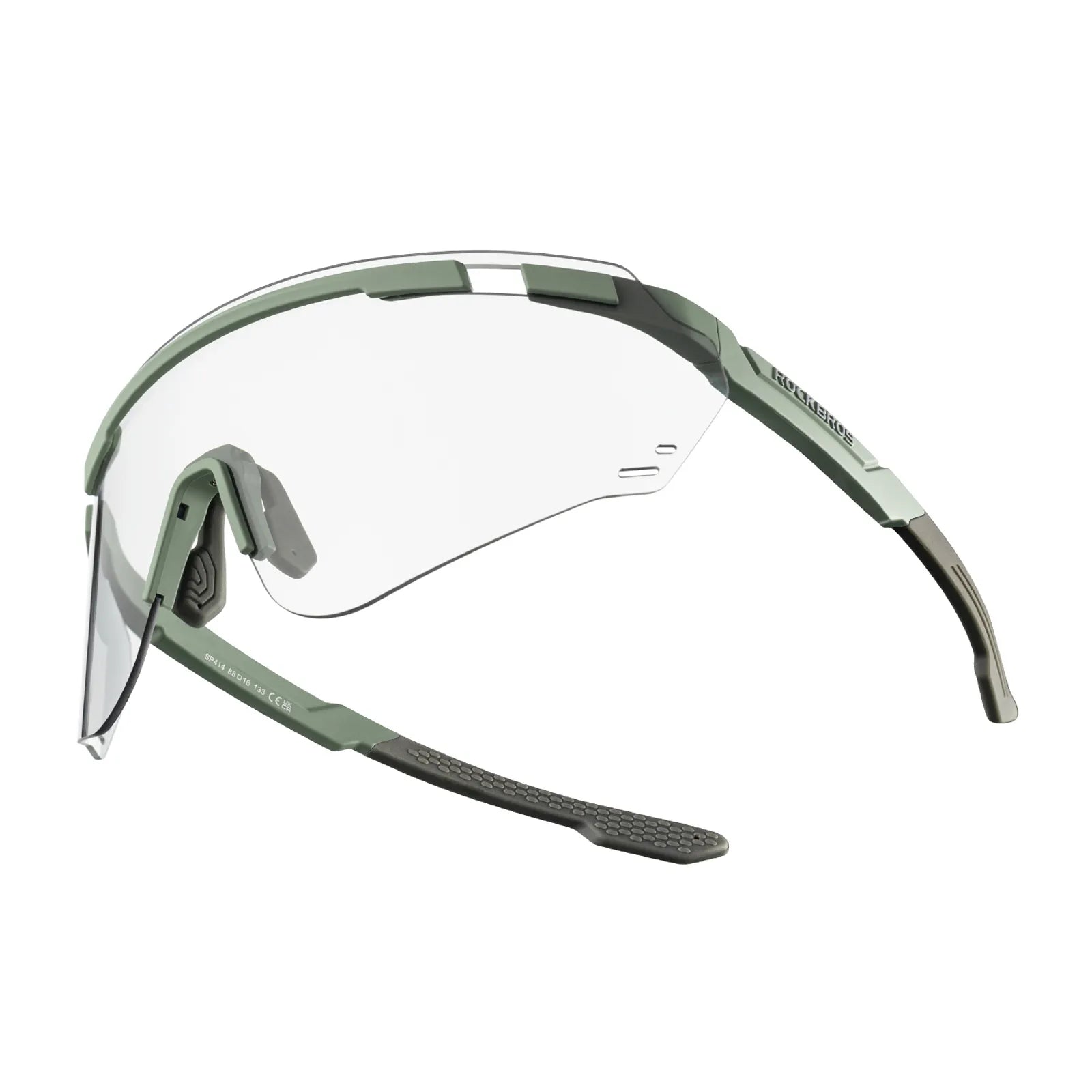 ROCKBROS SP414 Revo photochromic cycling sunglasses with UV400 protection, windproof sports eyewear for men and women.
#options_Matte Green (Photochromic)